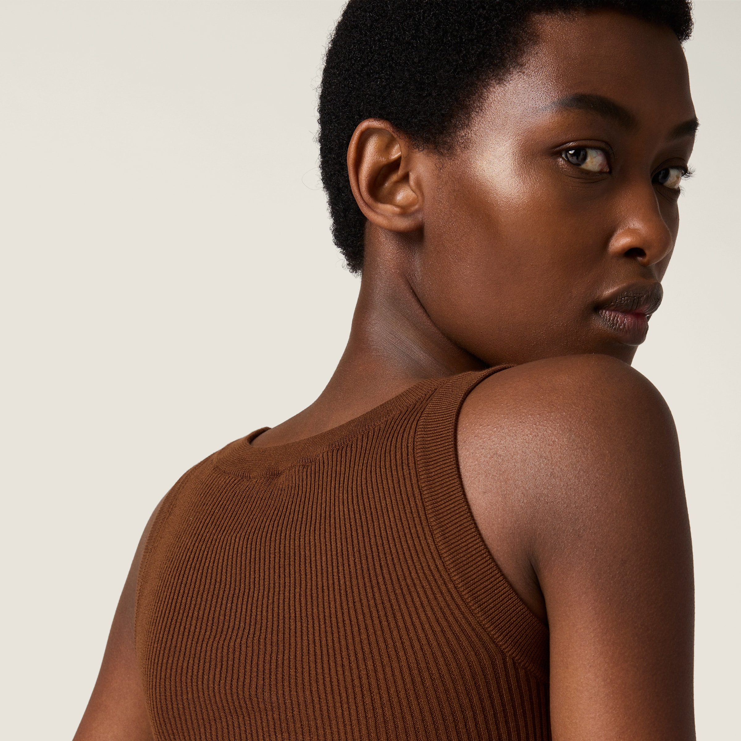 Miu Miu Cotton Knit Tank Top In Burgundy