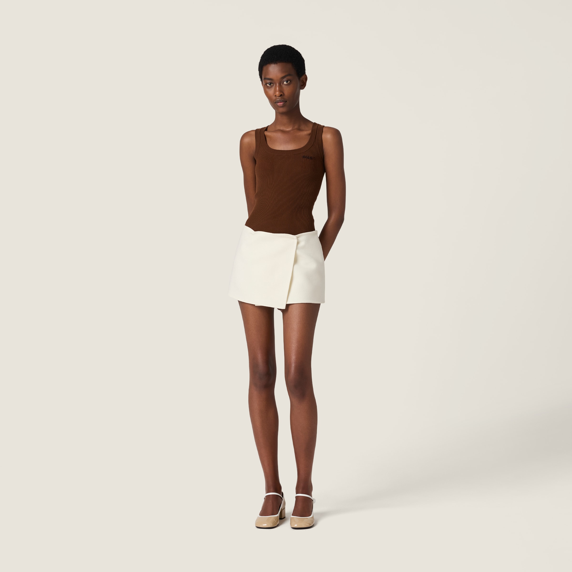 Miu Miu Cotton Knit Tank Top In Burgundy