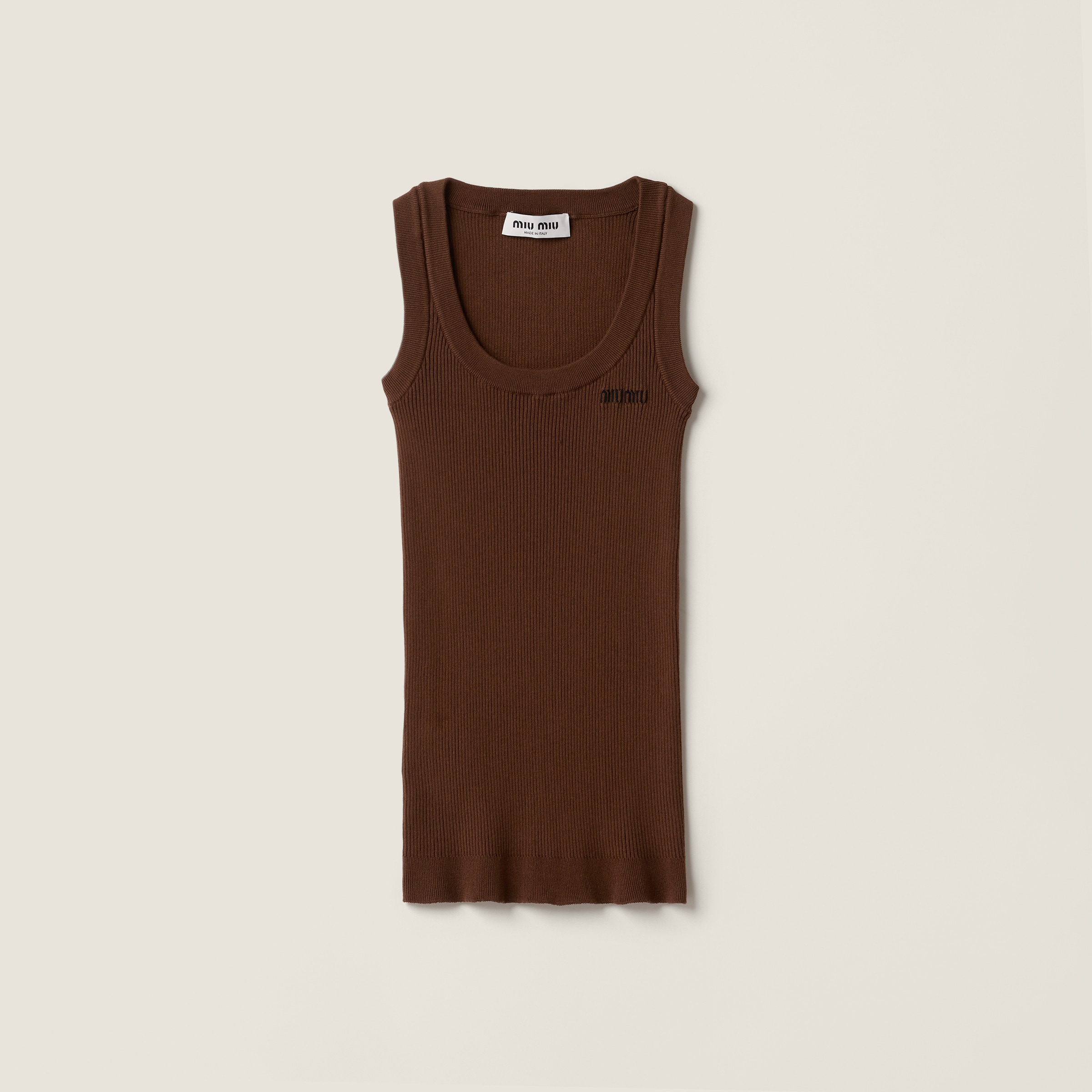 Miu Miu Cotton Knit Tank Top In Burgundy