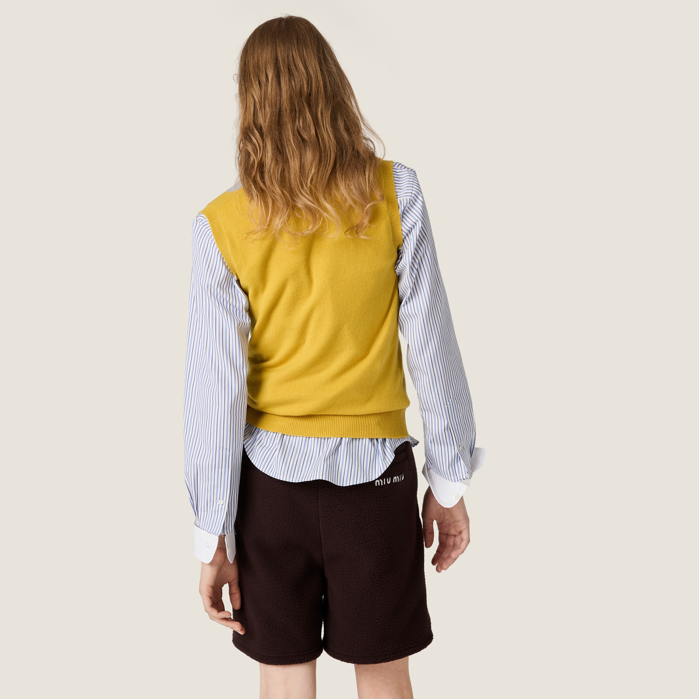 Miu Miu Cashmere Vest In Yellow