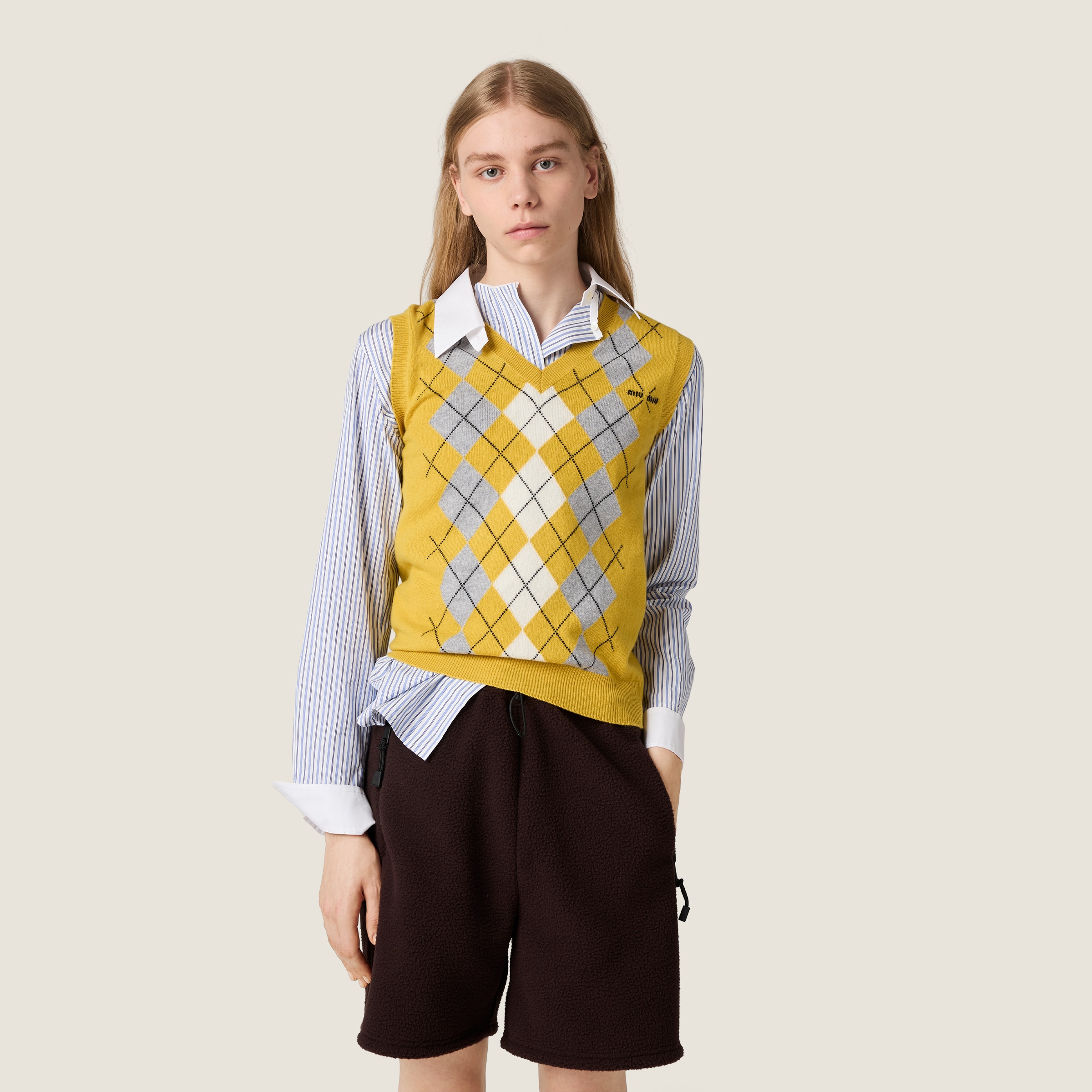 Miu Miu Cashmere Vest In Yellow