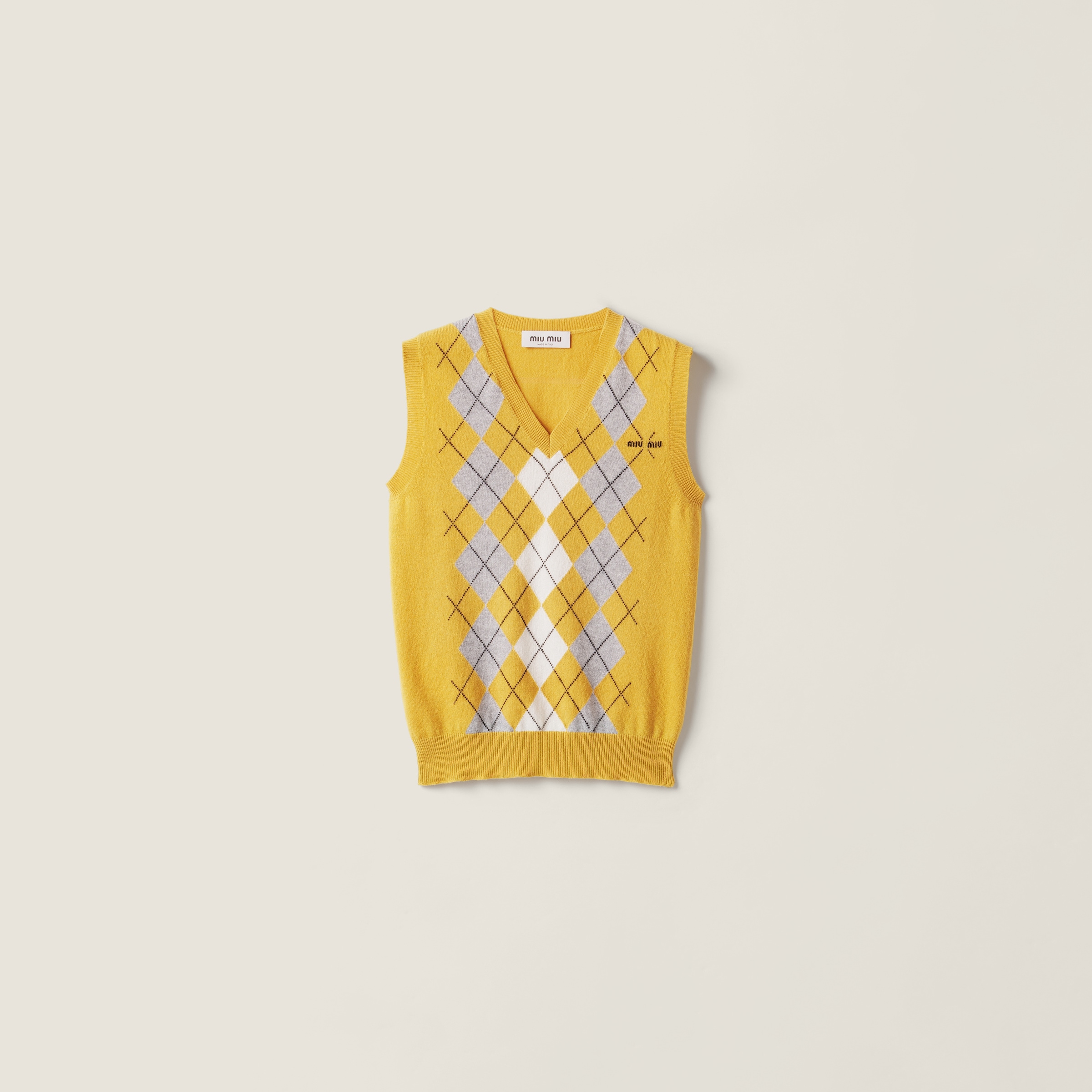 Miu Miu Cashmere Vest In Yellow