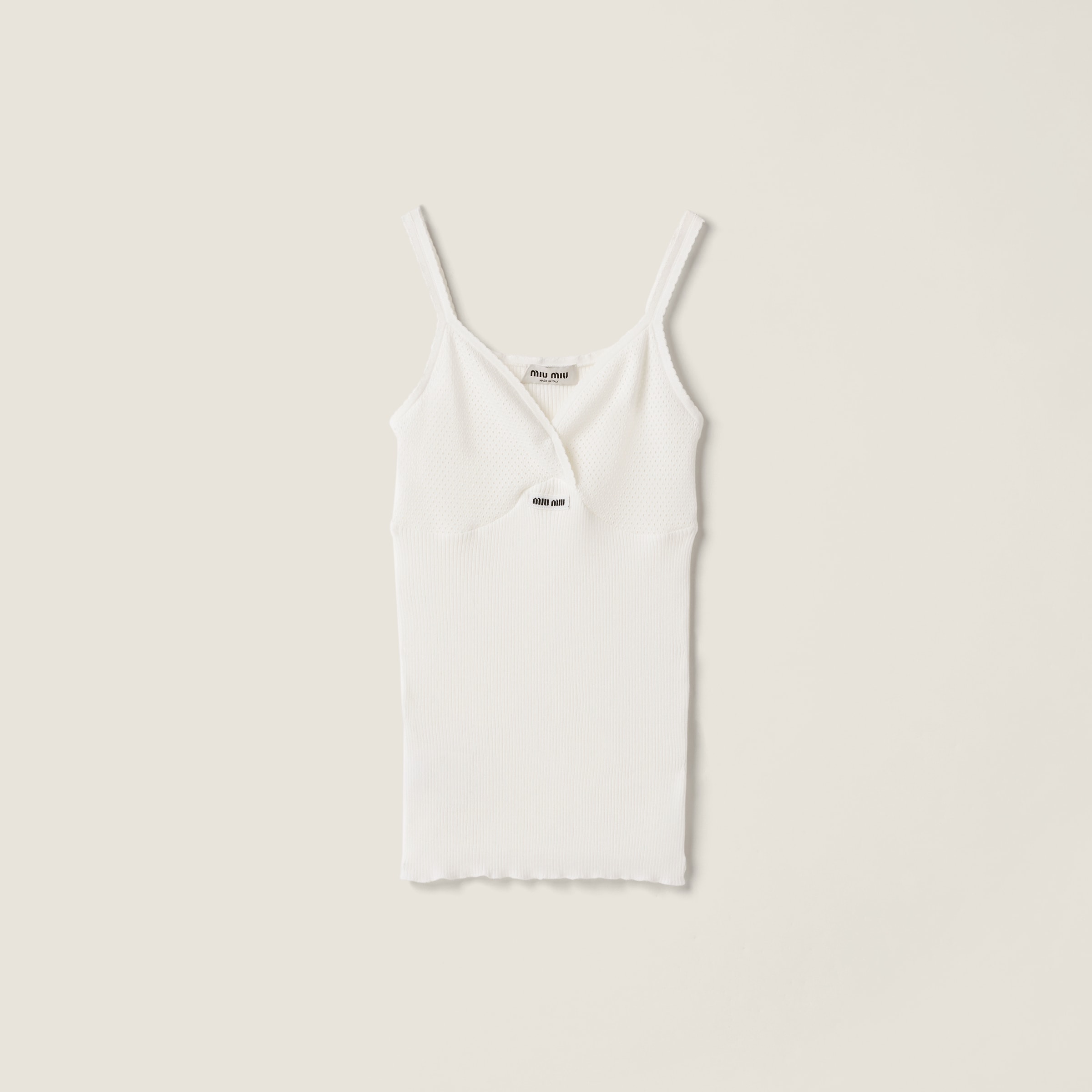 MIU MIU 2003fw archive メルトンウールボアジャケット White Cotton Knit Top | Miu Miu