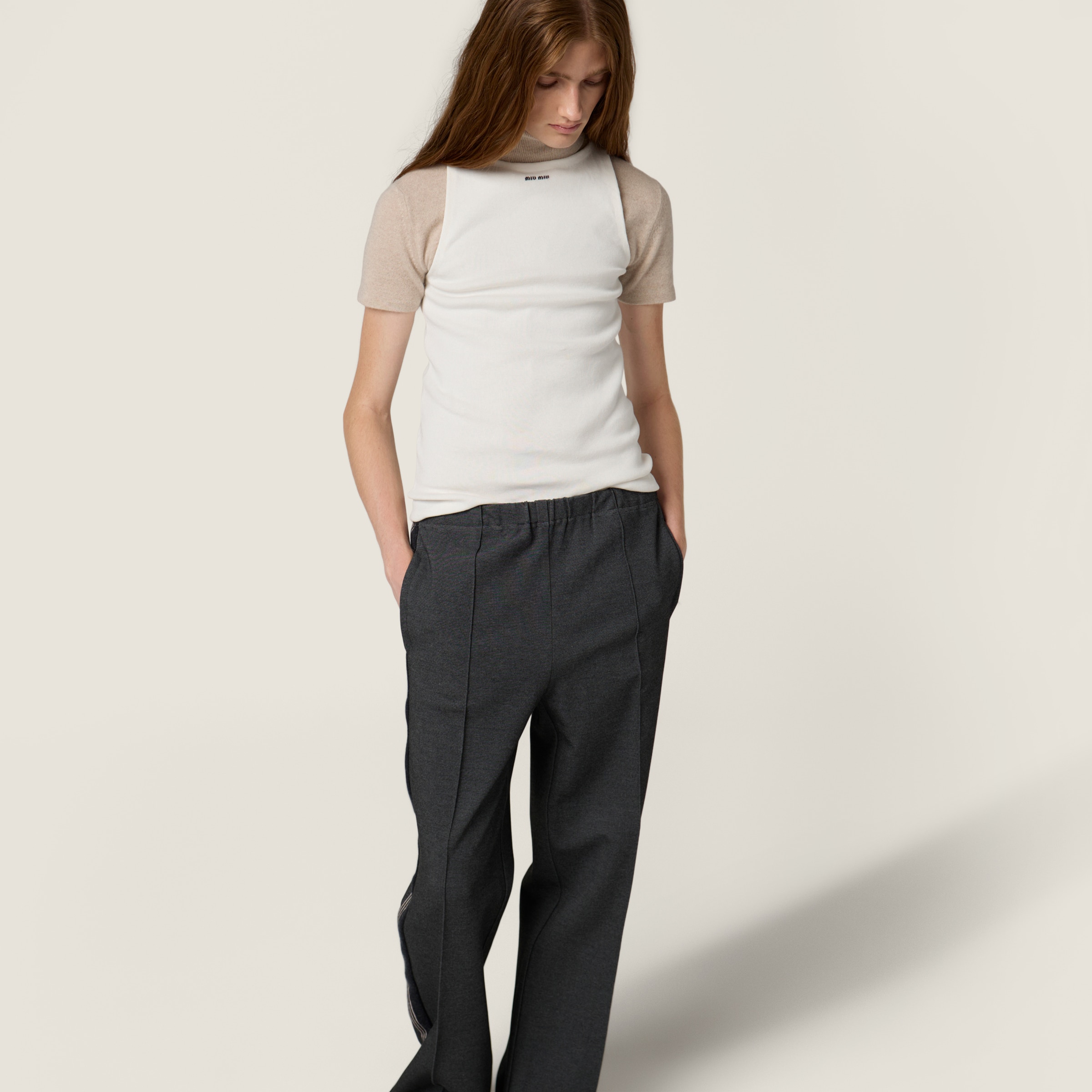 ホワイト コットンニット タンクトップ | Miu Miu