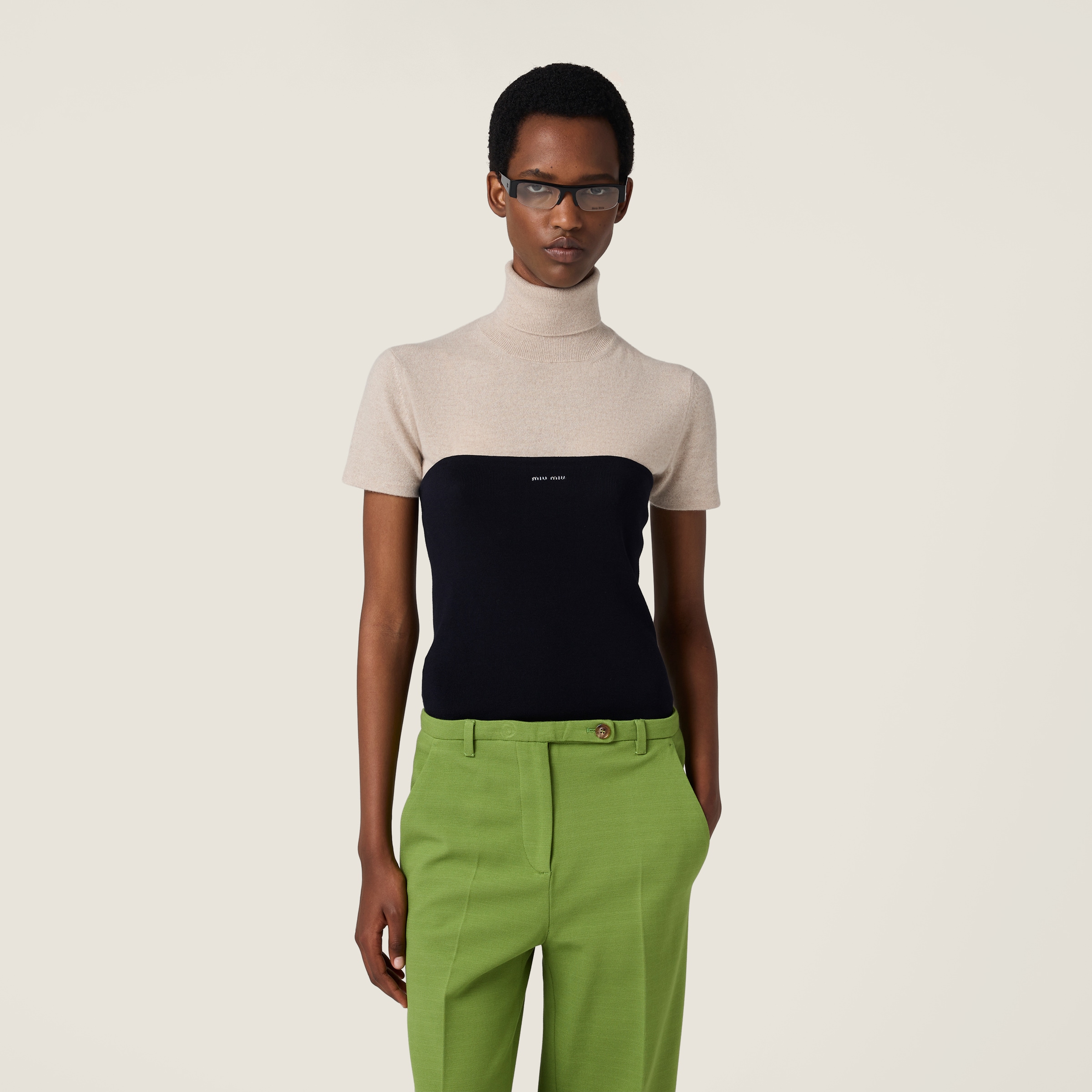 Navy Cotton Knit Tube Top | Miu Miu