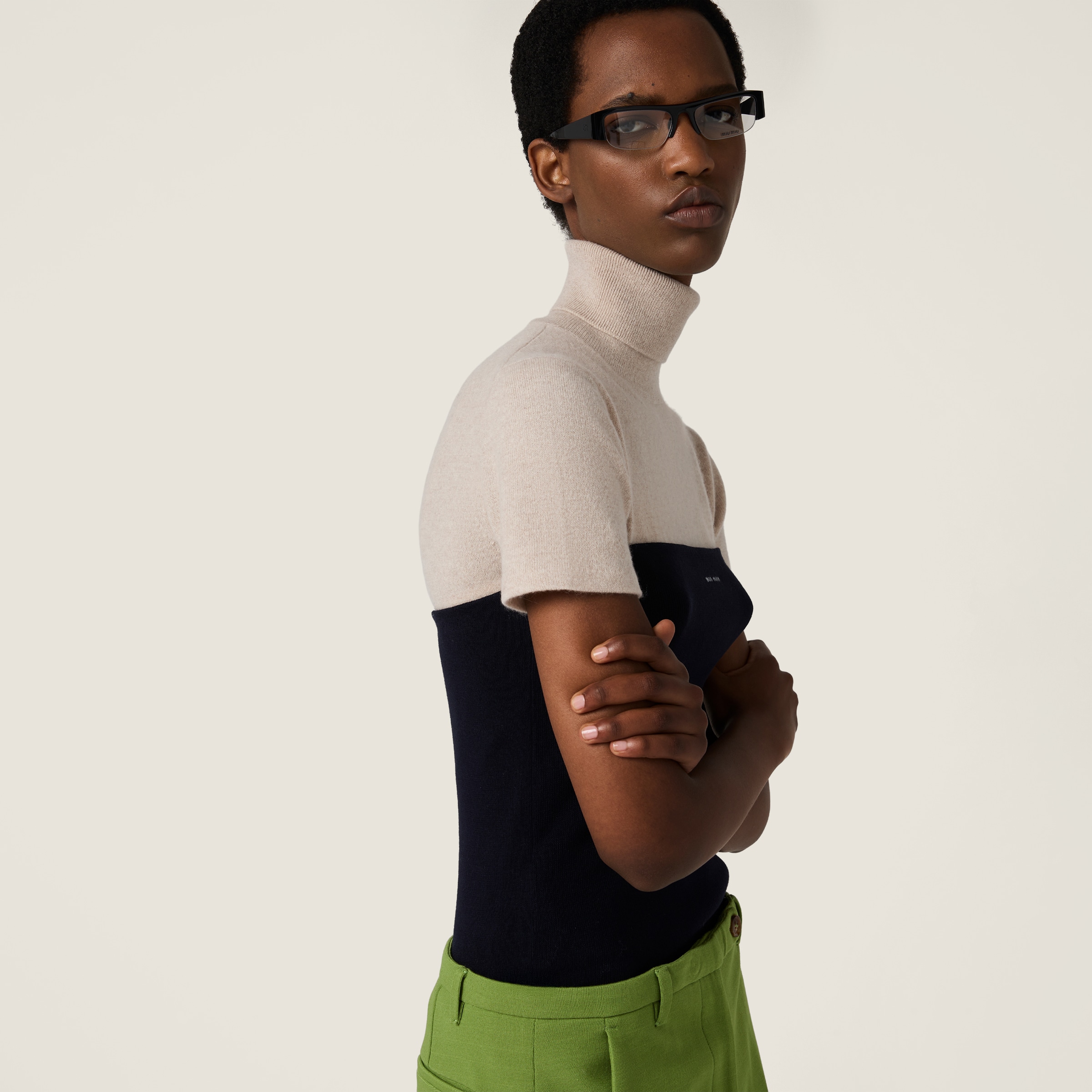 Navy Cotton Knit Tube Top | Miu Miu