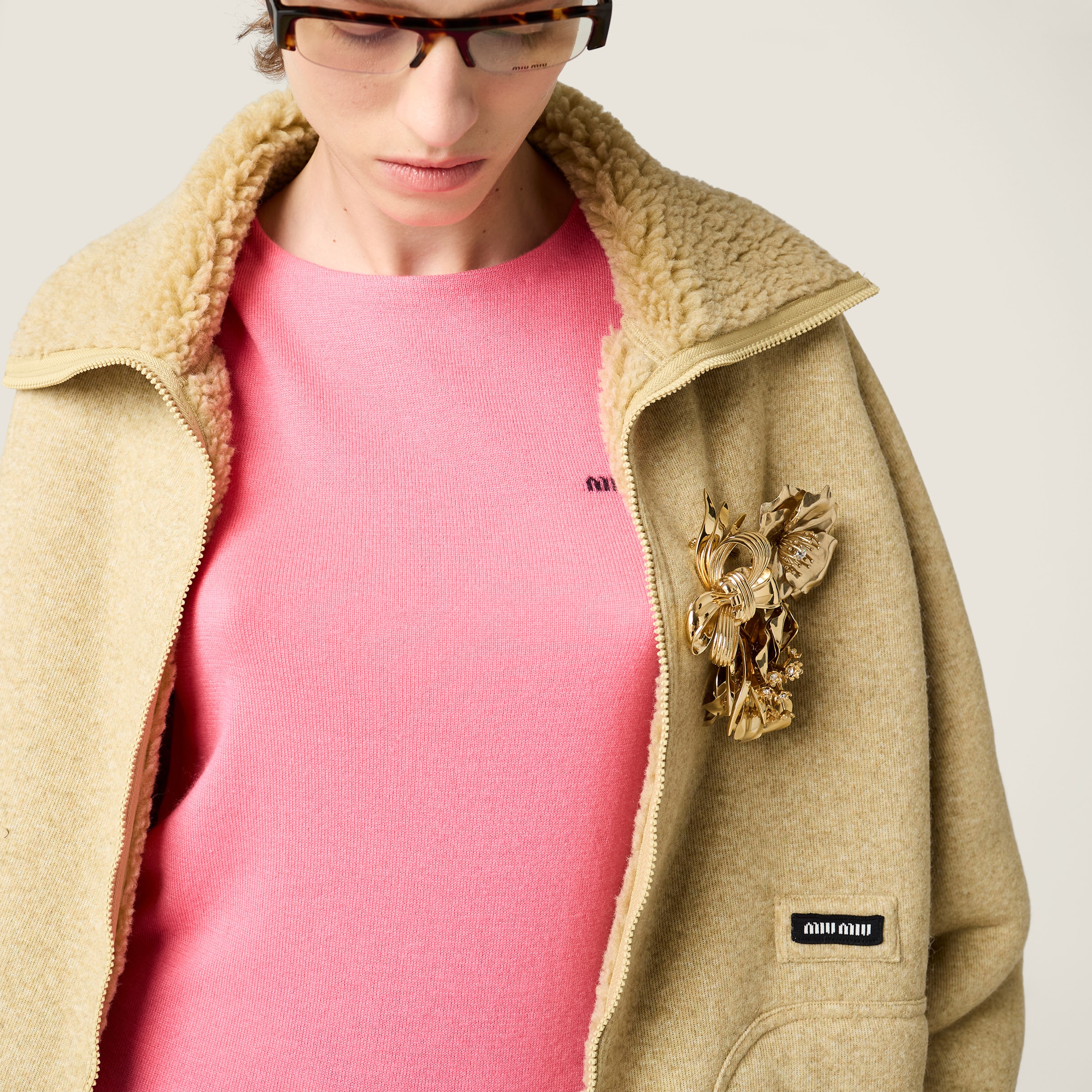 Miu Miu Cashmere And Silk Crew-neck Knit Top In Pink