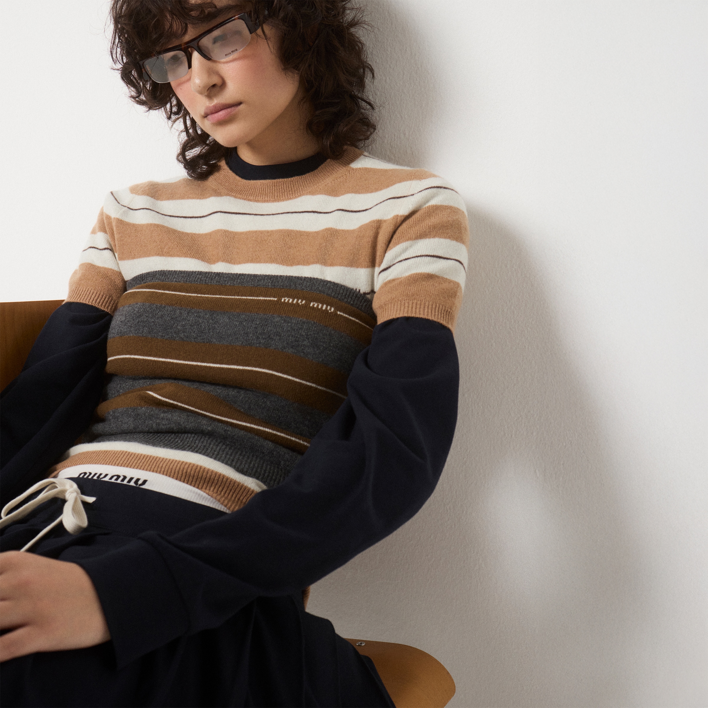 Miu Miu Cashmere Top In Animal Print