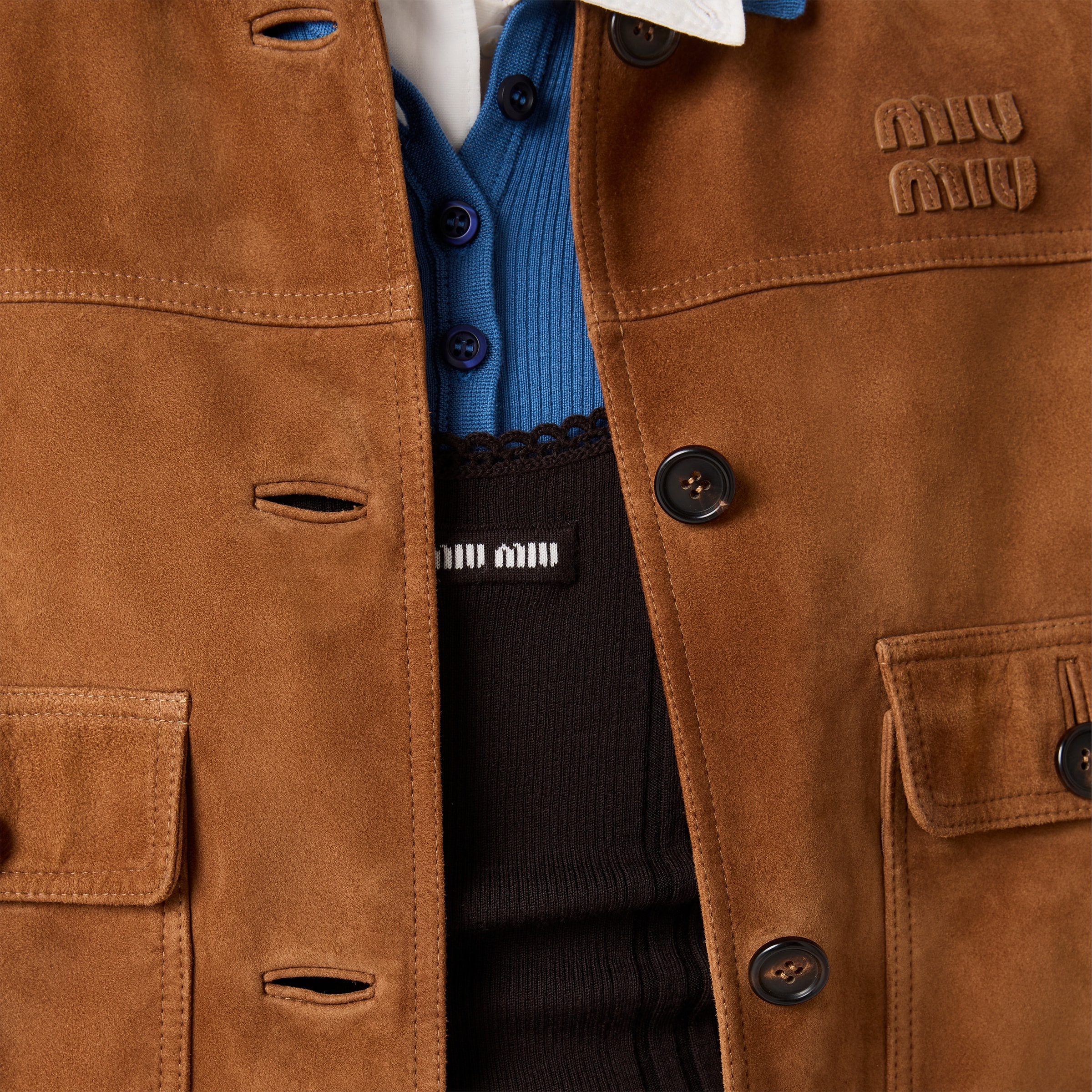 Miu Miu Ribbed Knit Wool Tank Top In Brown