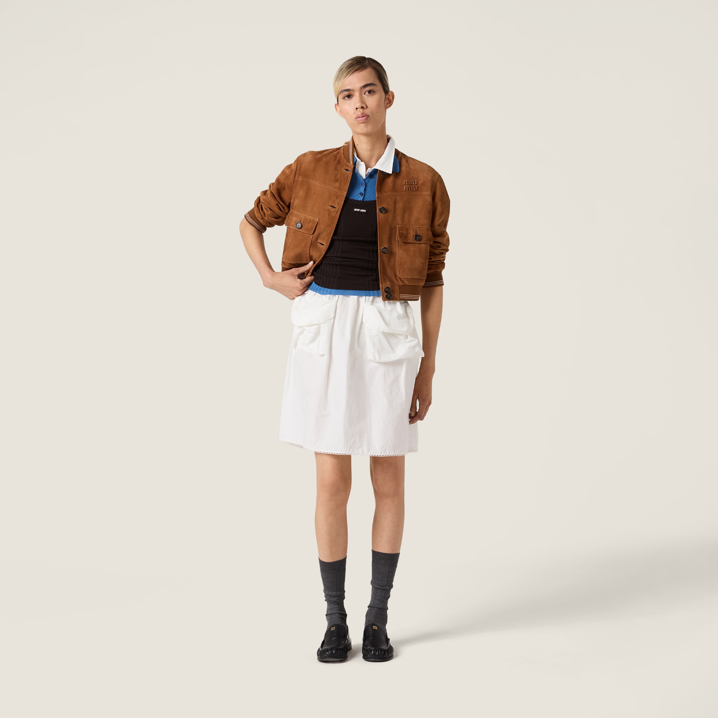 Miu Miu Ribbed Knit Wool Tank Top In Brown