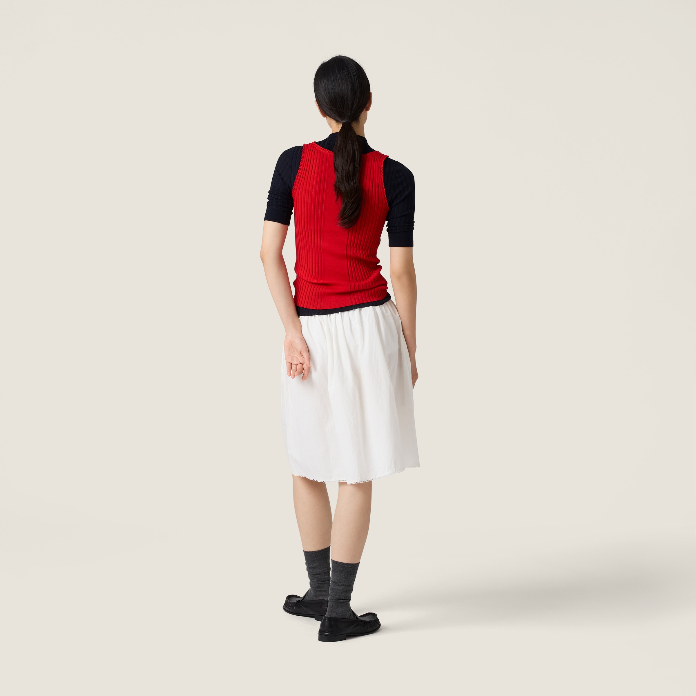 Miu Miu Ribbed Knit Wool Tank Top In Animal Print