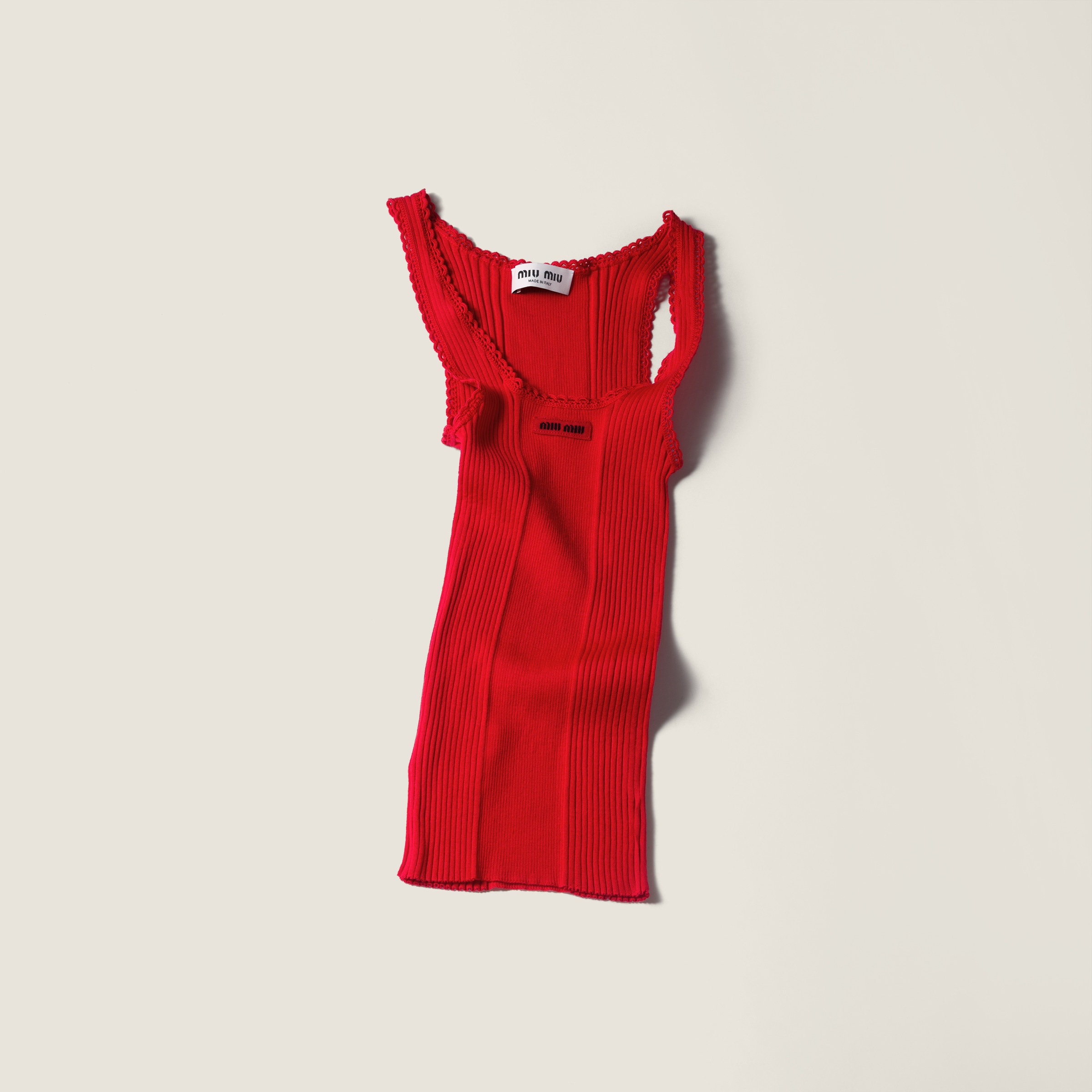 Miu Miu Ribbed Knit Wool Tank Top In Animal Print