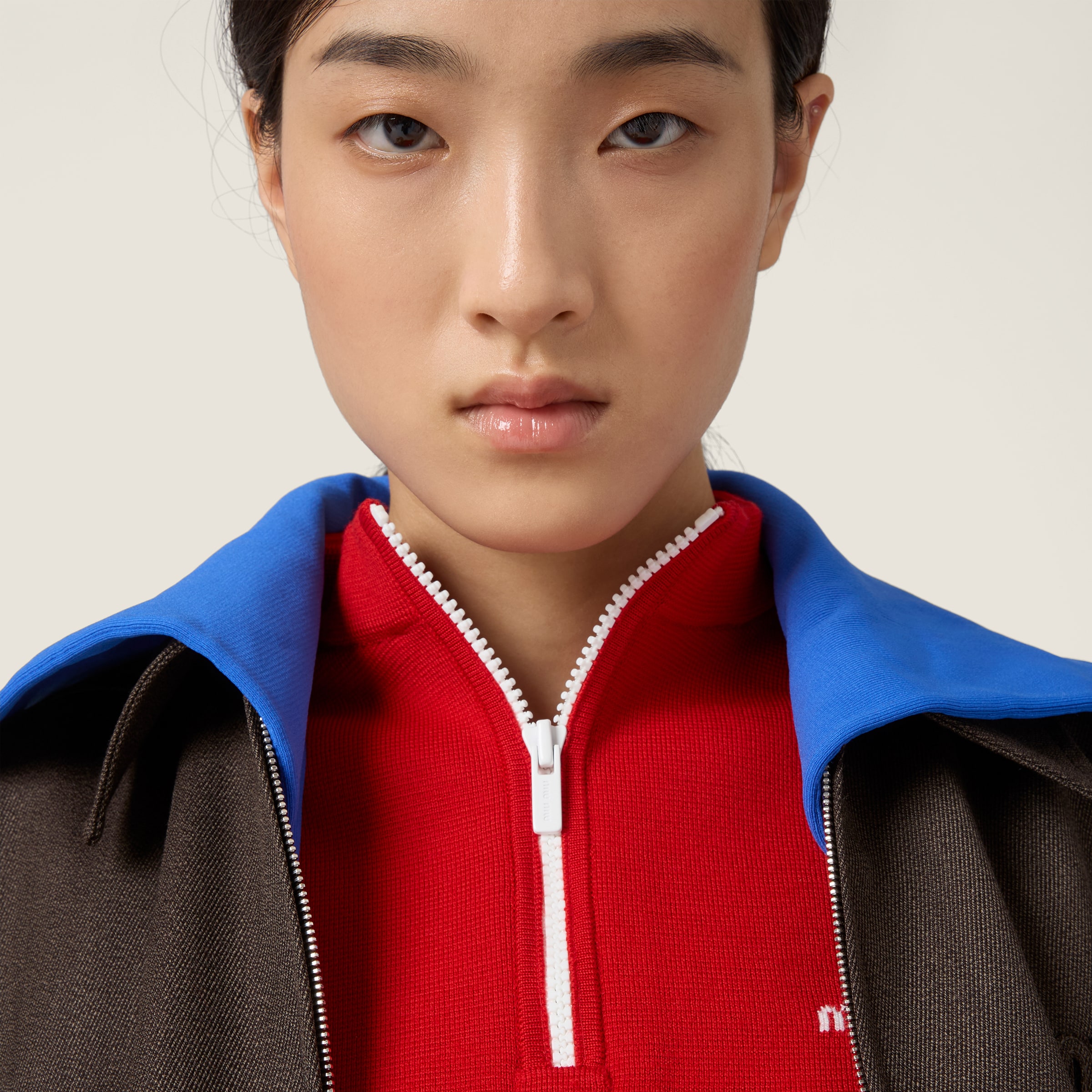 Red Wool Half-zipper Sweater | Miu Miu - United States