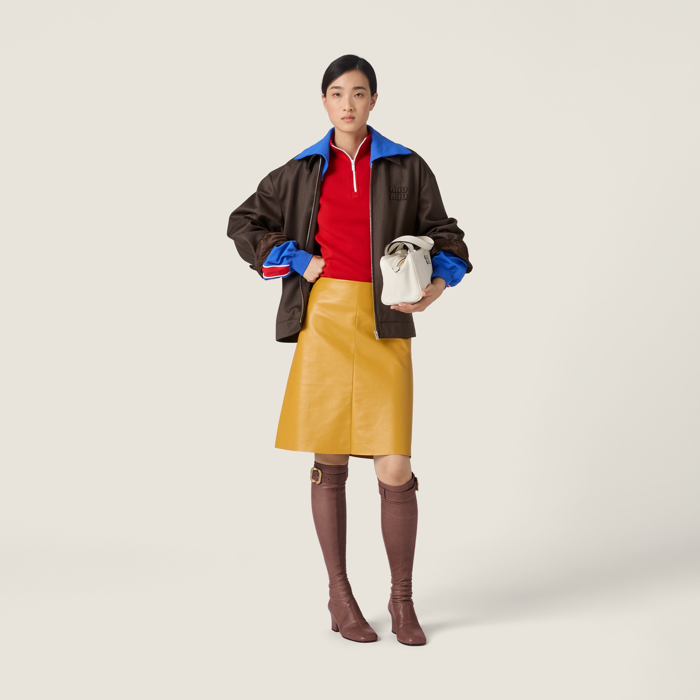 Miu Miu Wool Half-zipper Sweater In Animal Print