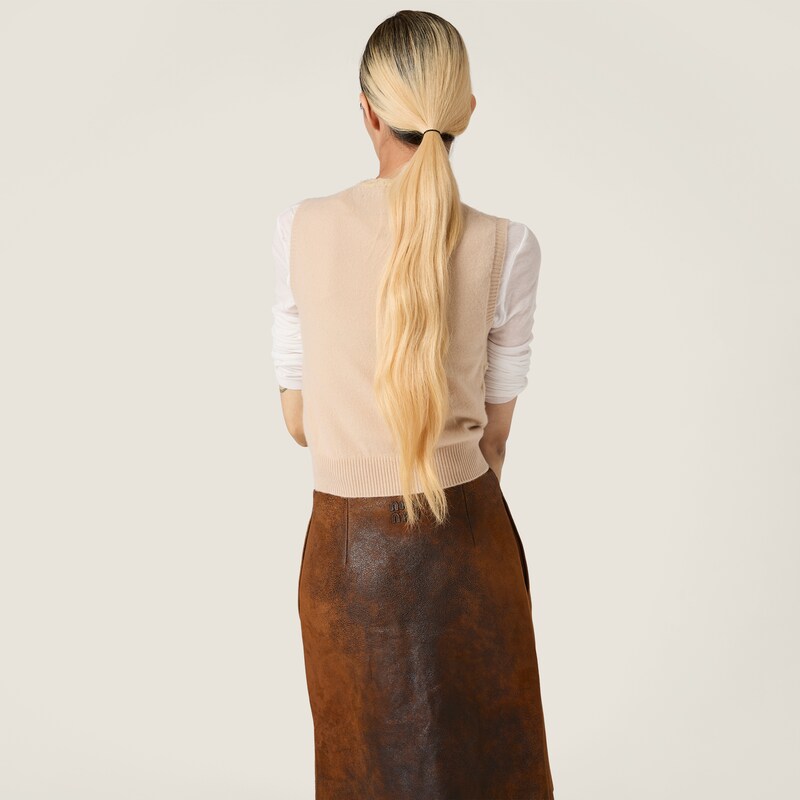 Embroidered cashmere vest