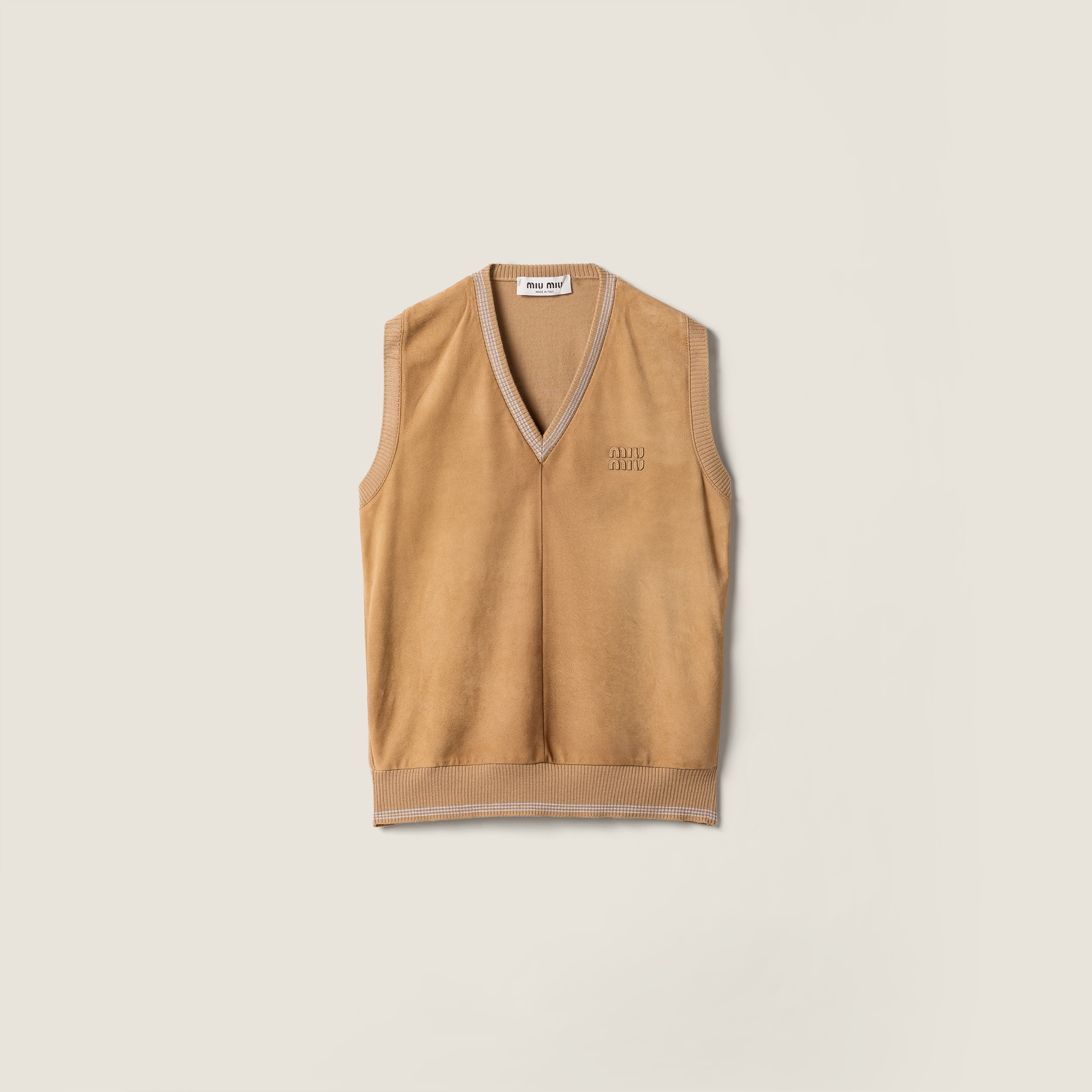 Wool and suede vest