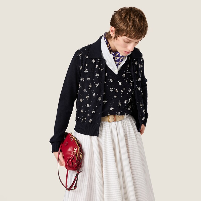 Embroidered cashmere vest