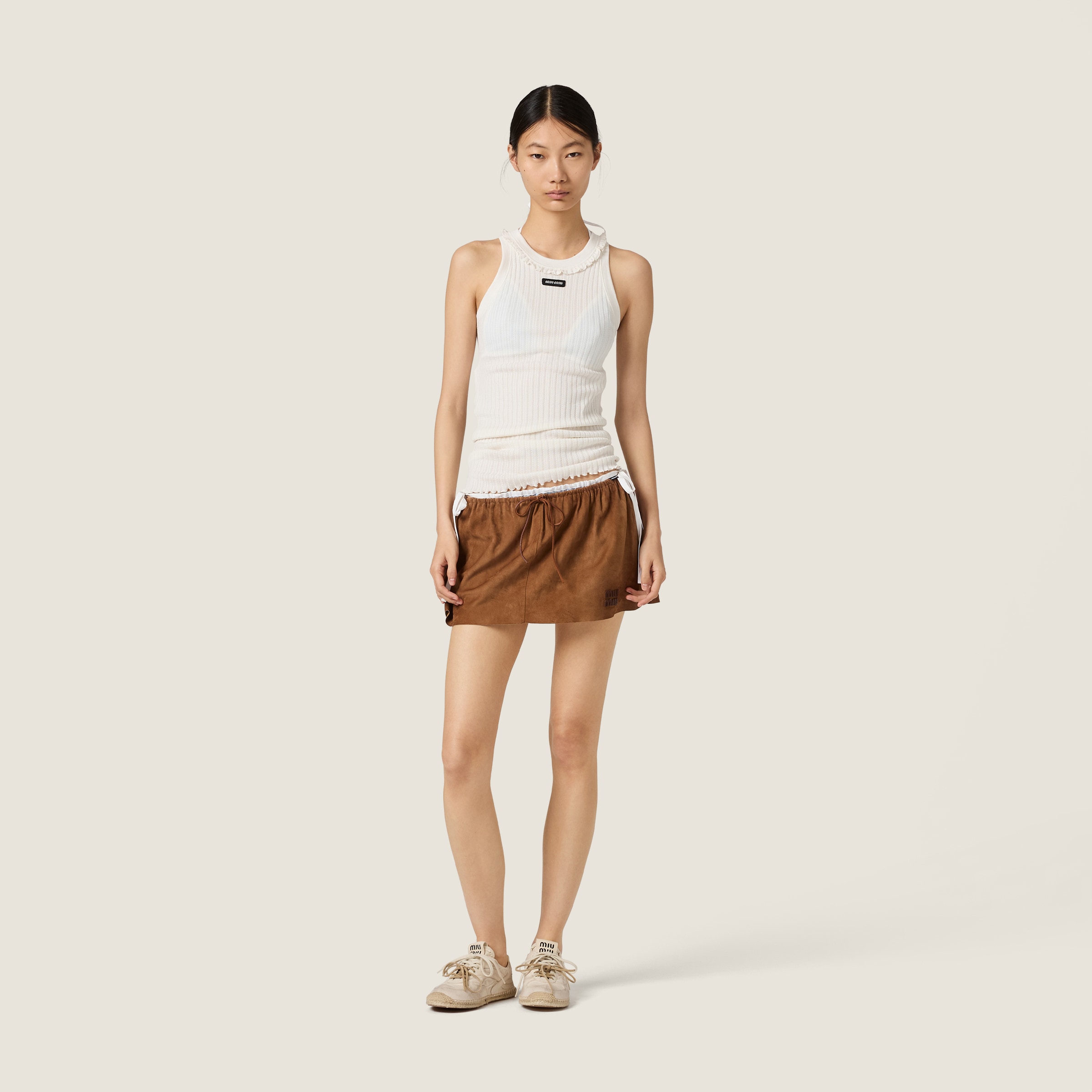 White Silk Tank Top | Miu Miu - United States