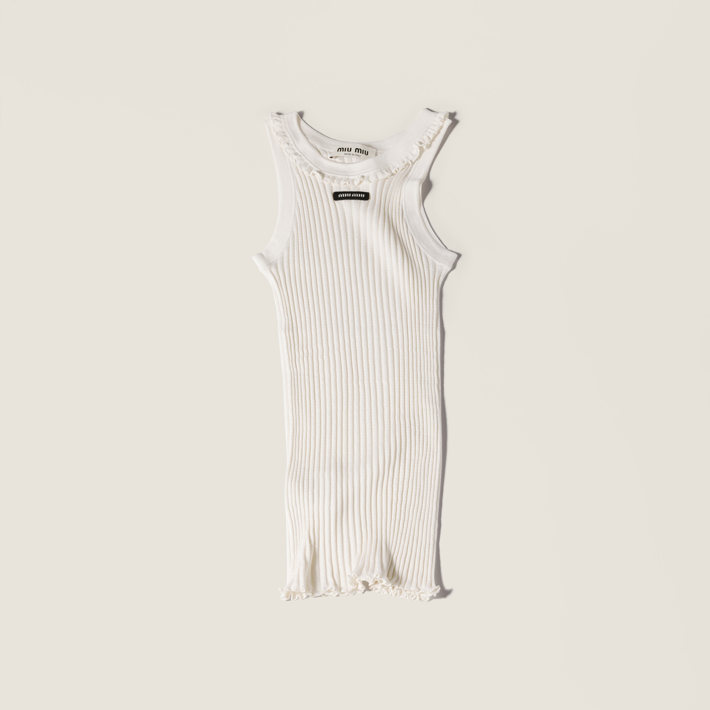 White Silk Tank Top | Miu Miu