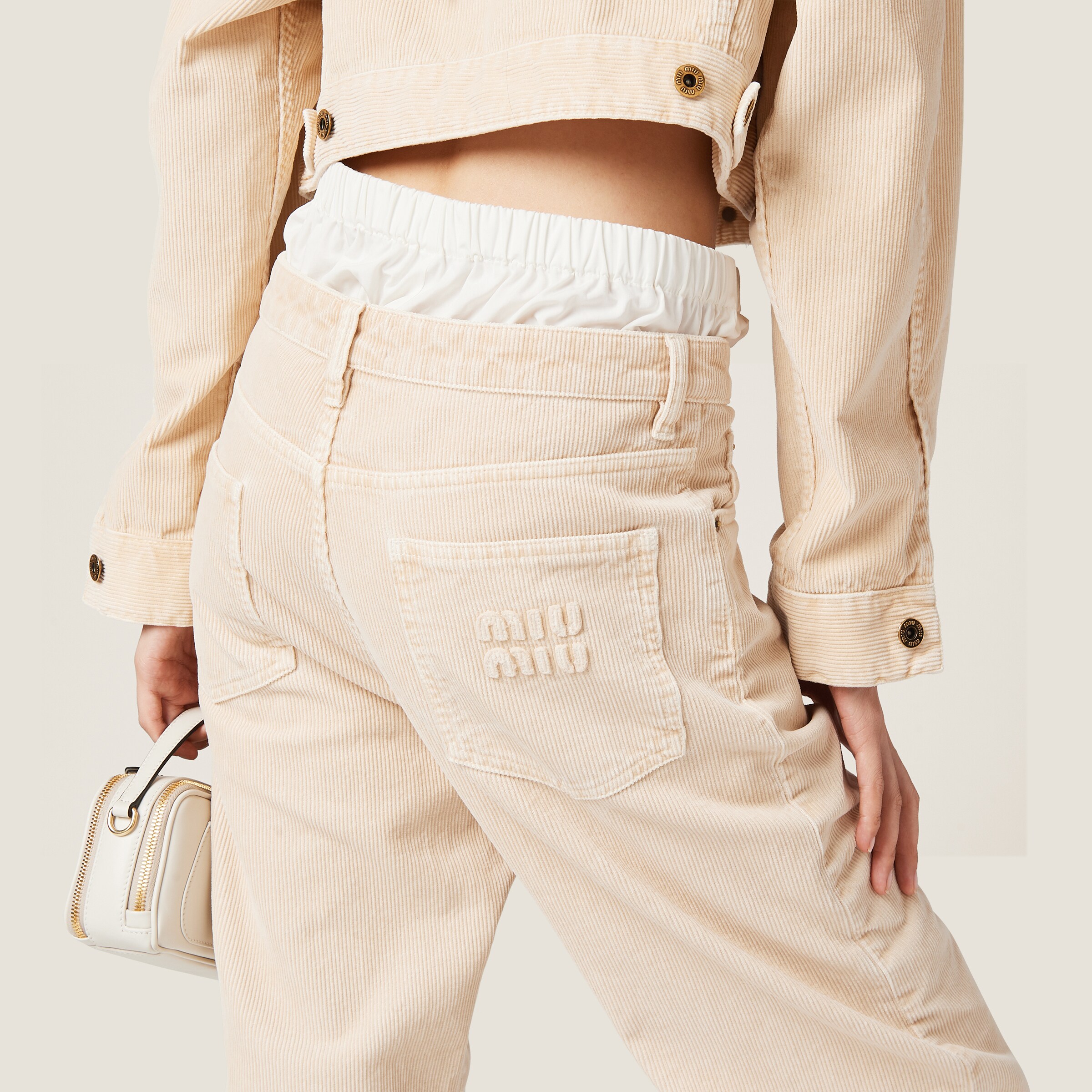Albino White Garment-dyed Corduroy Pants | Miu Miu Albino White Garment-dyed Corduroy Pants | Miu Miu