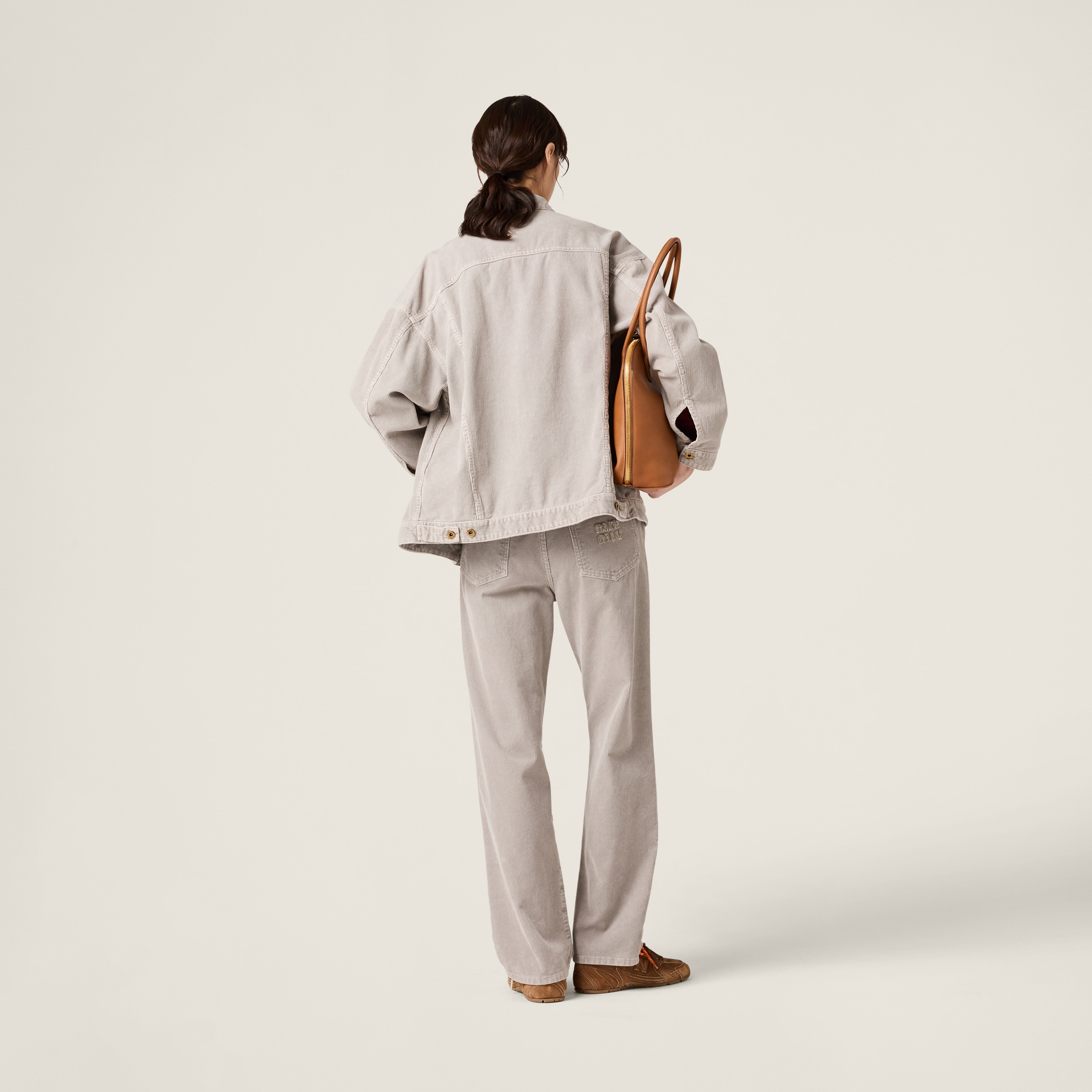 Granite Gray Garment-dyed Corduroy Pants | Miu Miu