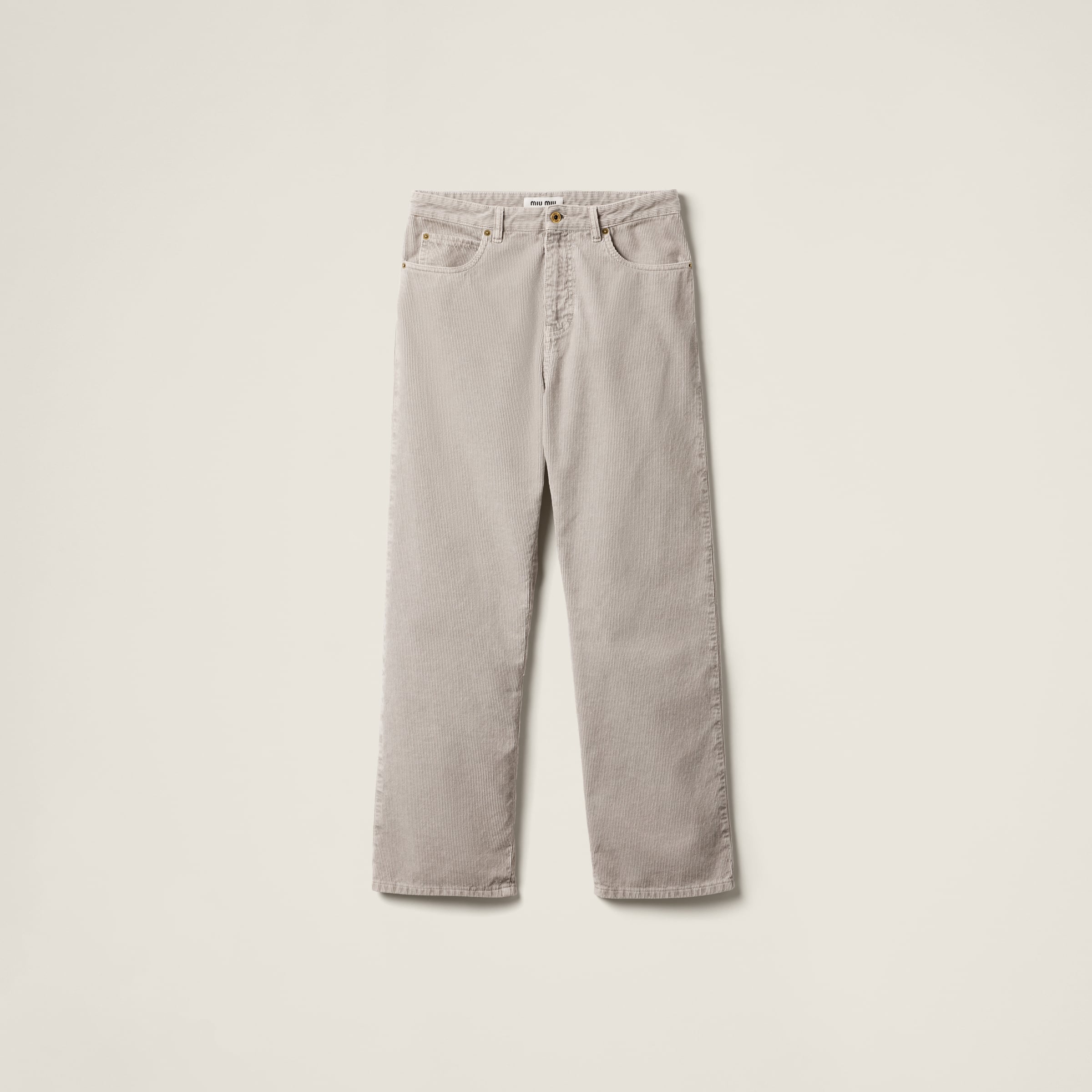 Miu Miu Garment-dyed Corduroy Pants In Granite Gray