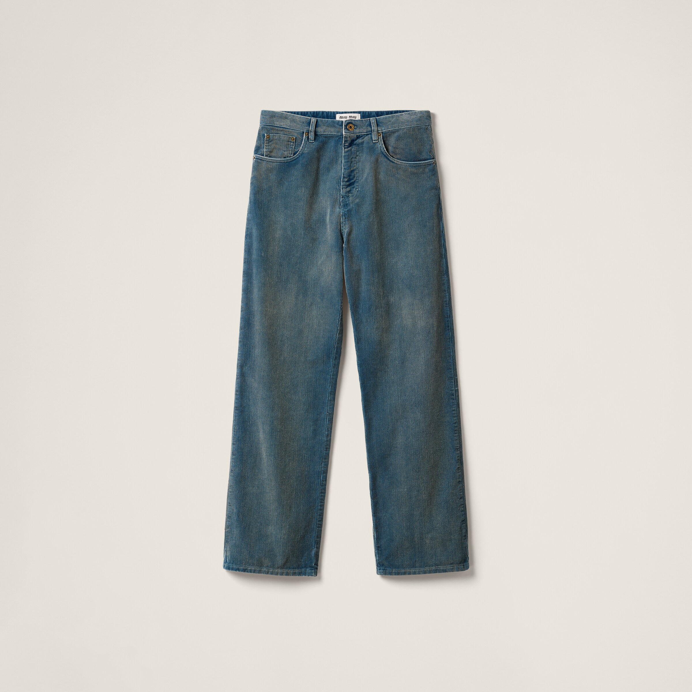 Sapphire Blue Washed Corduroy Pants | Miu Miu