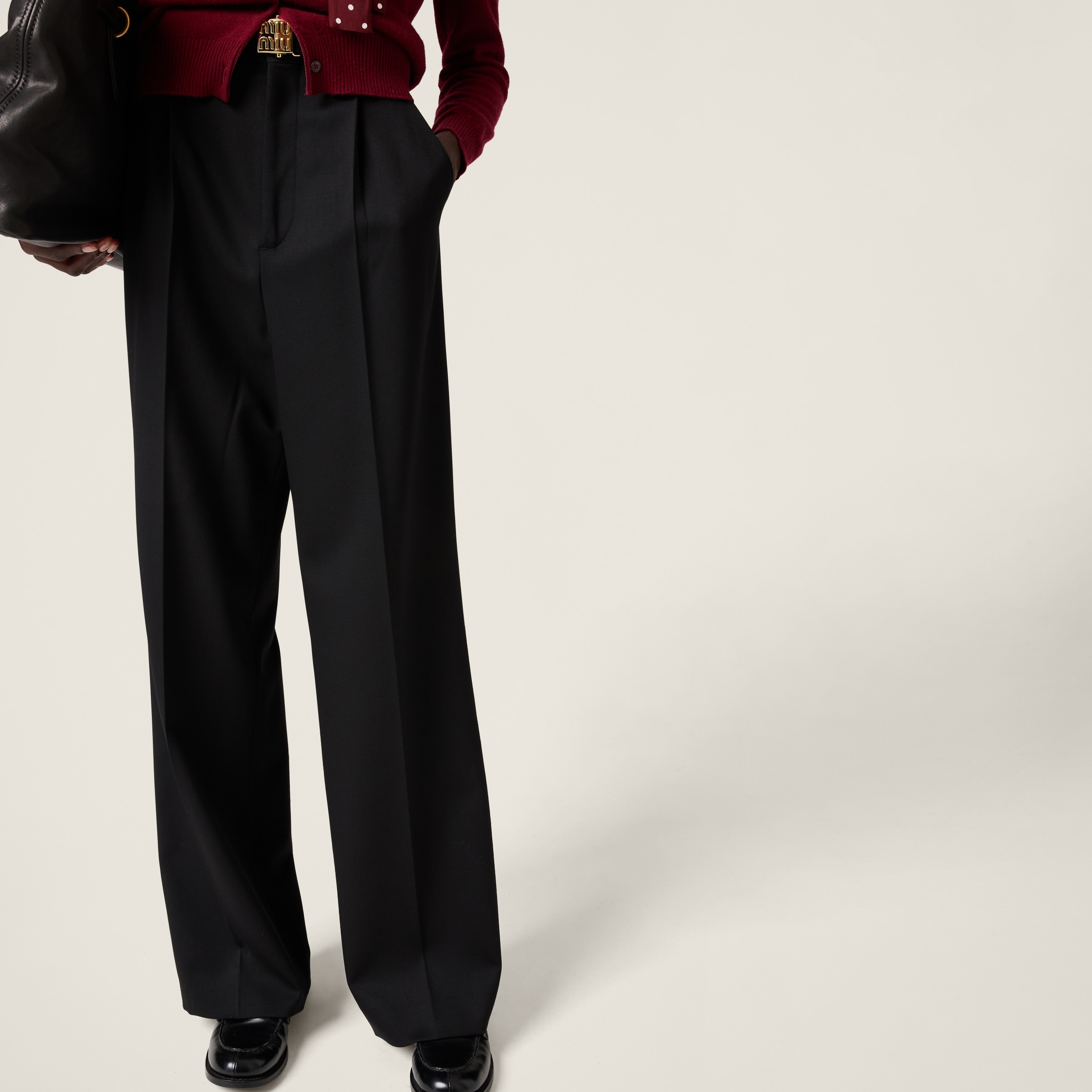 Black Grain De Poudre Pants | Miu Miu