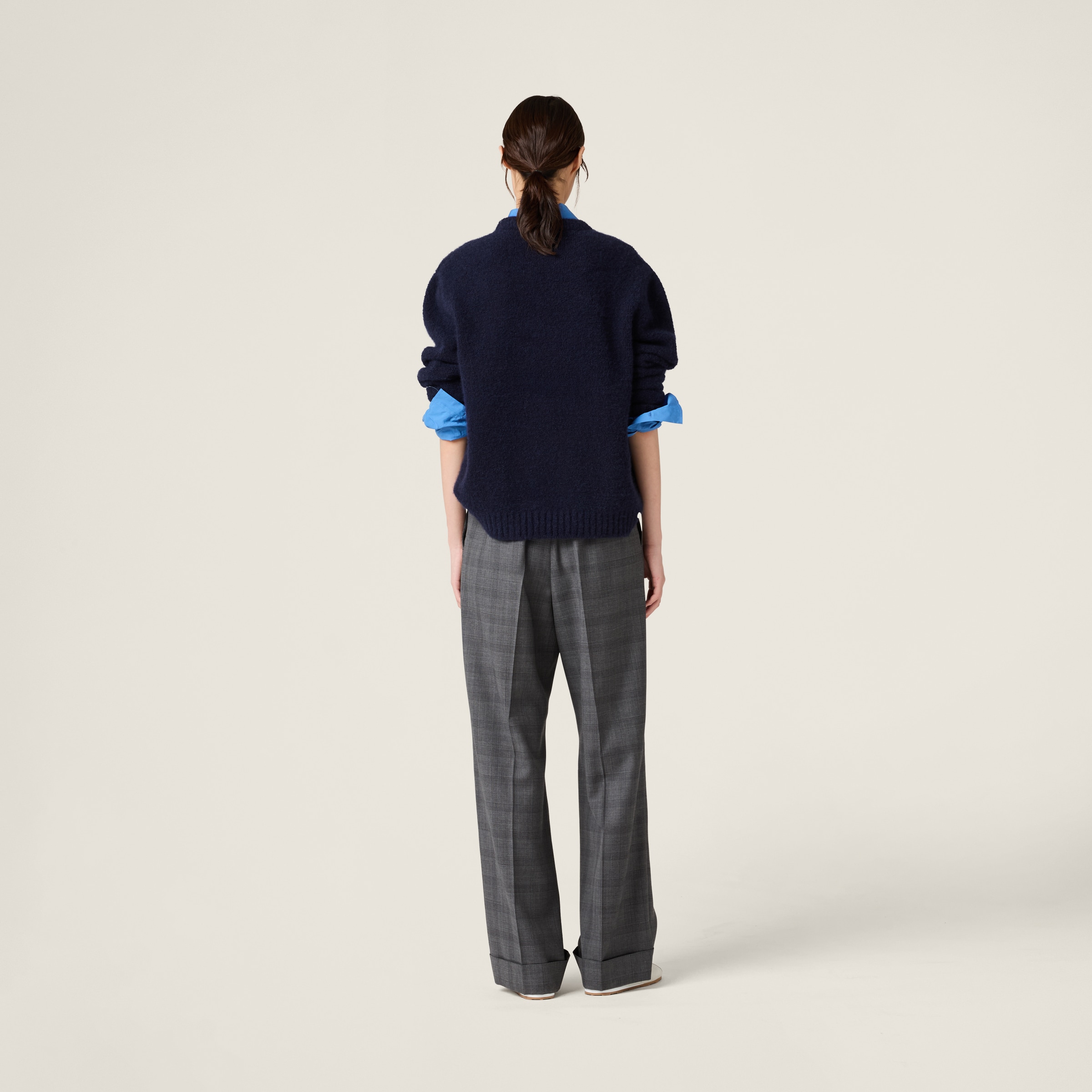 Miu Miu Pinstriped Pants In Slate Gray