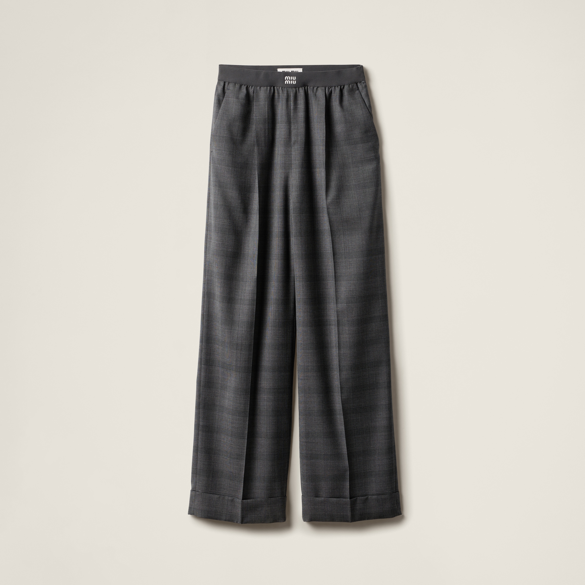 Miu Miu Pinstriped Pants In Slate Gray