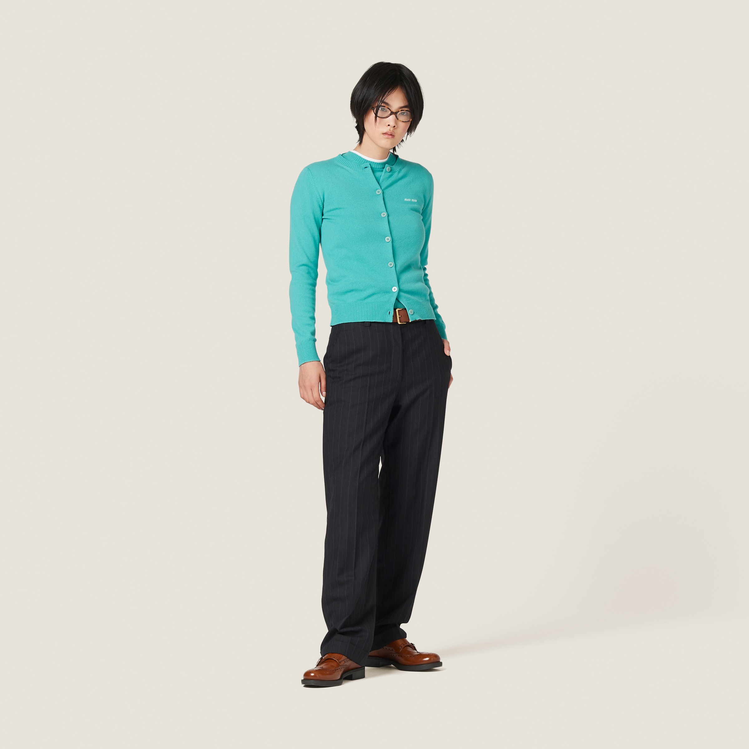Black Pinstriped Pants | Miu Miu