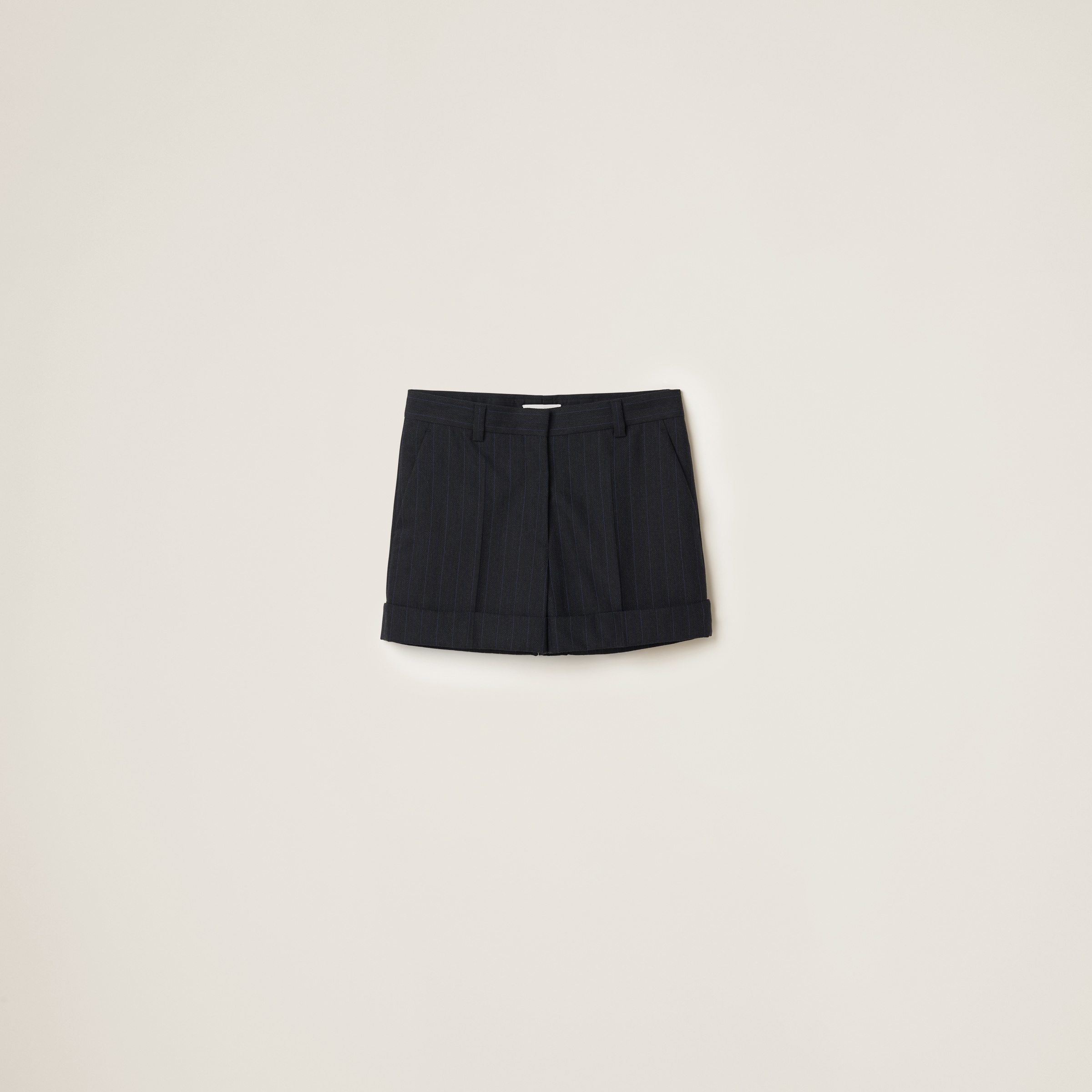 Black Pinstripe Bermuda Shorts | Miu Miu