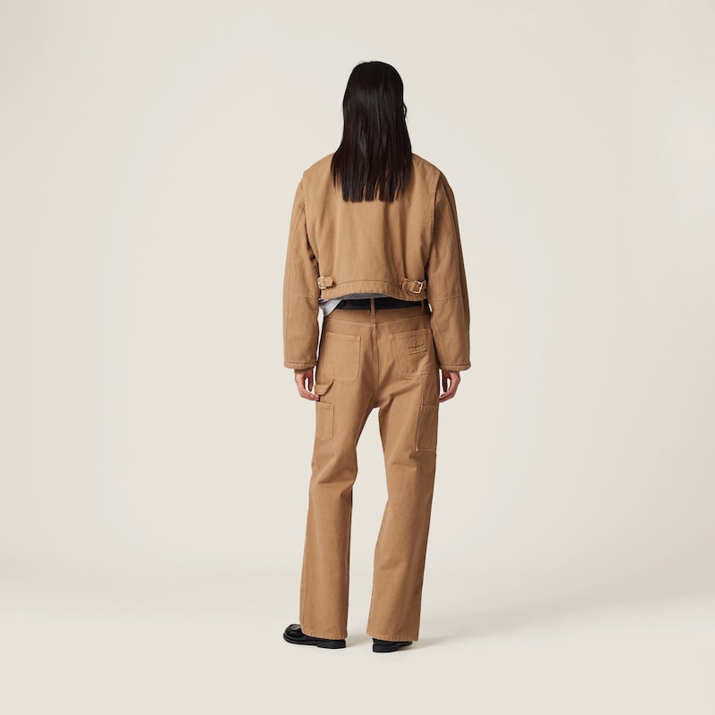 Garment-dyed gabardine pants