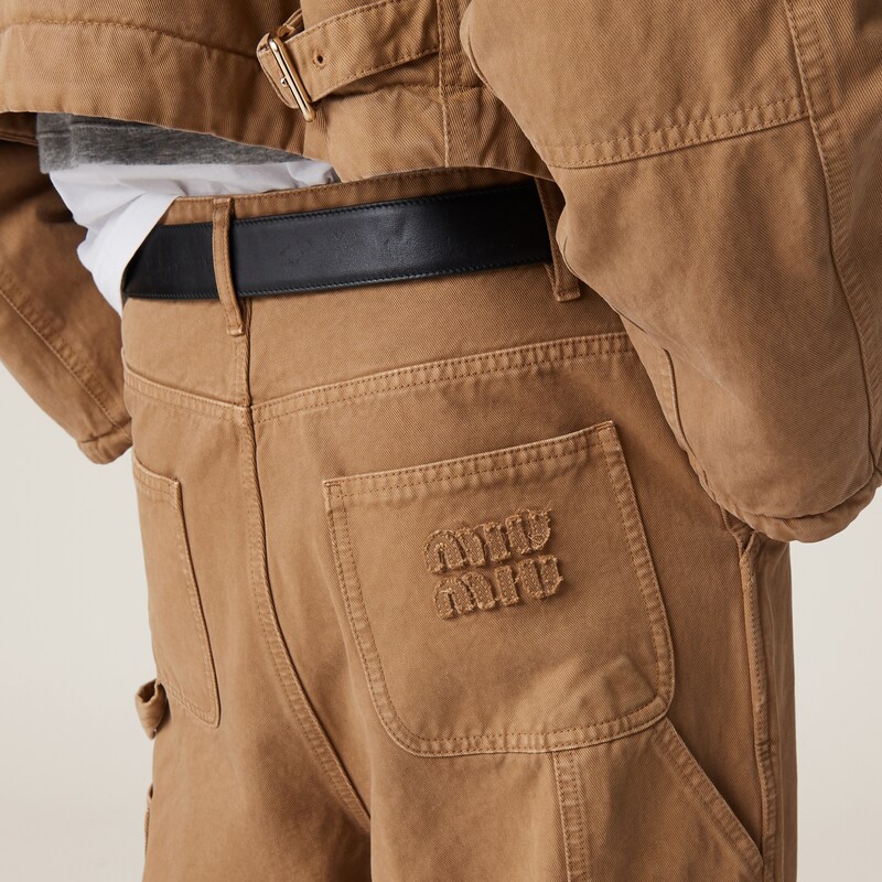 Garment-dyed gabardine pants