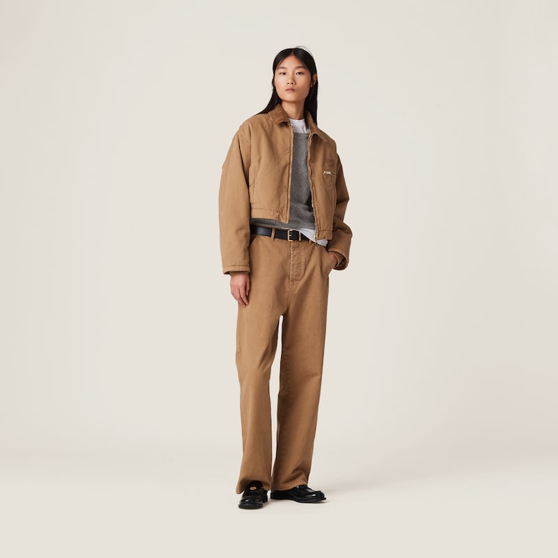 Garment-dyed gabardine pants