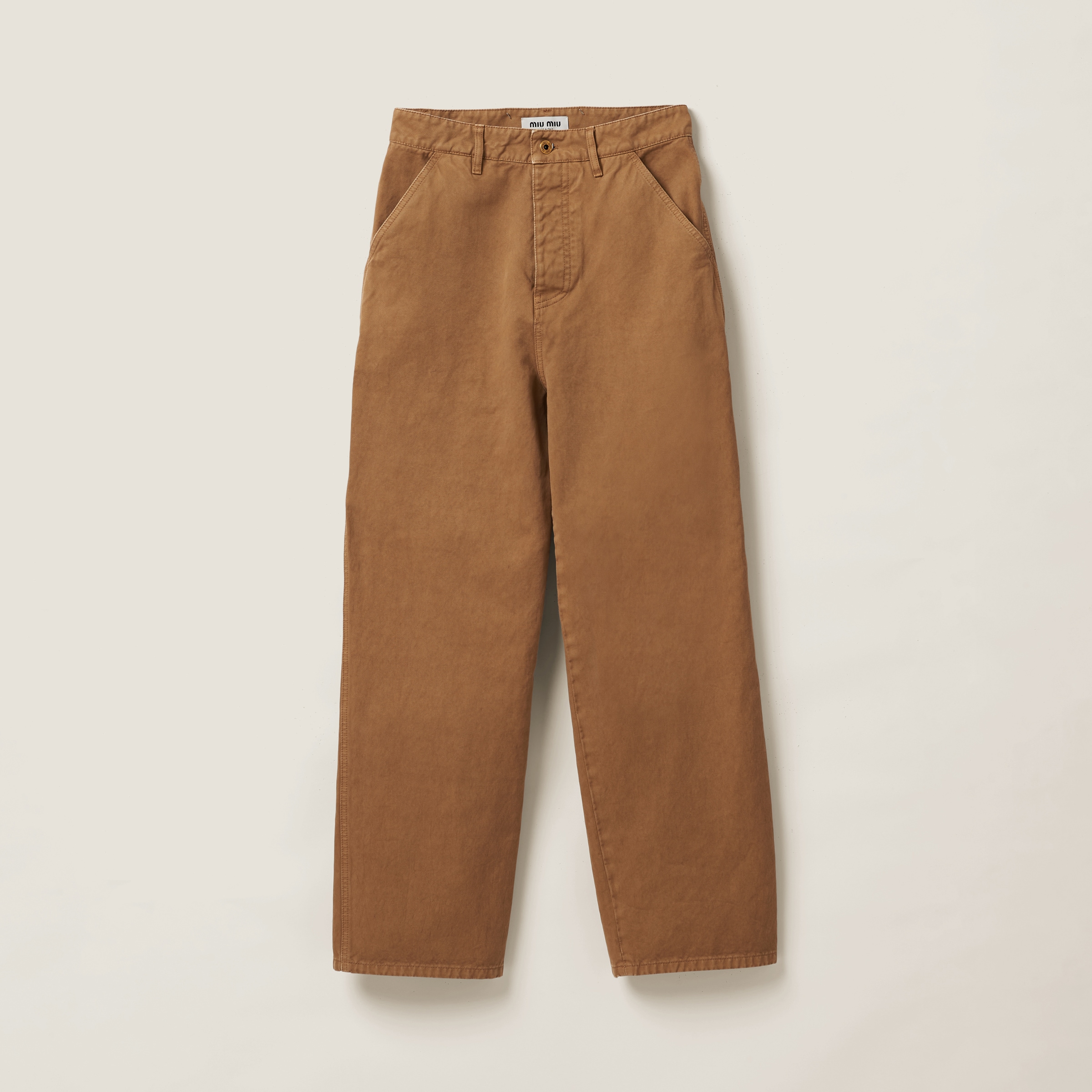 Shop Miu Miu Garment-dyed Gabardine Pants In Cord