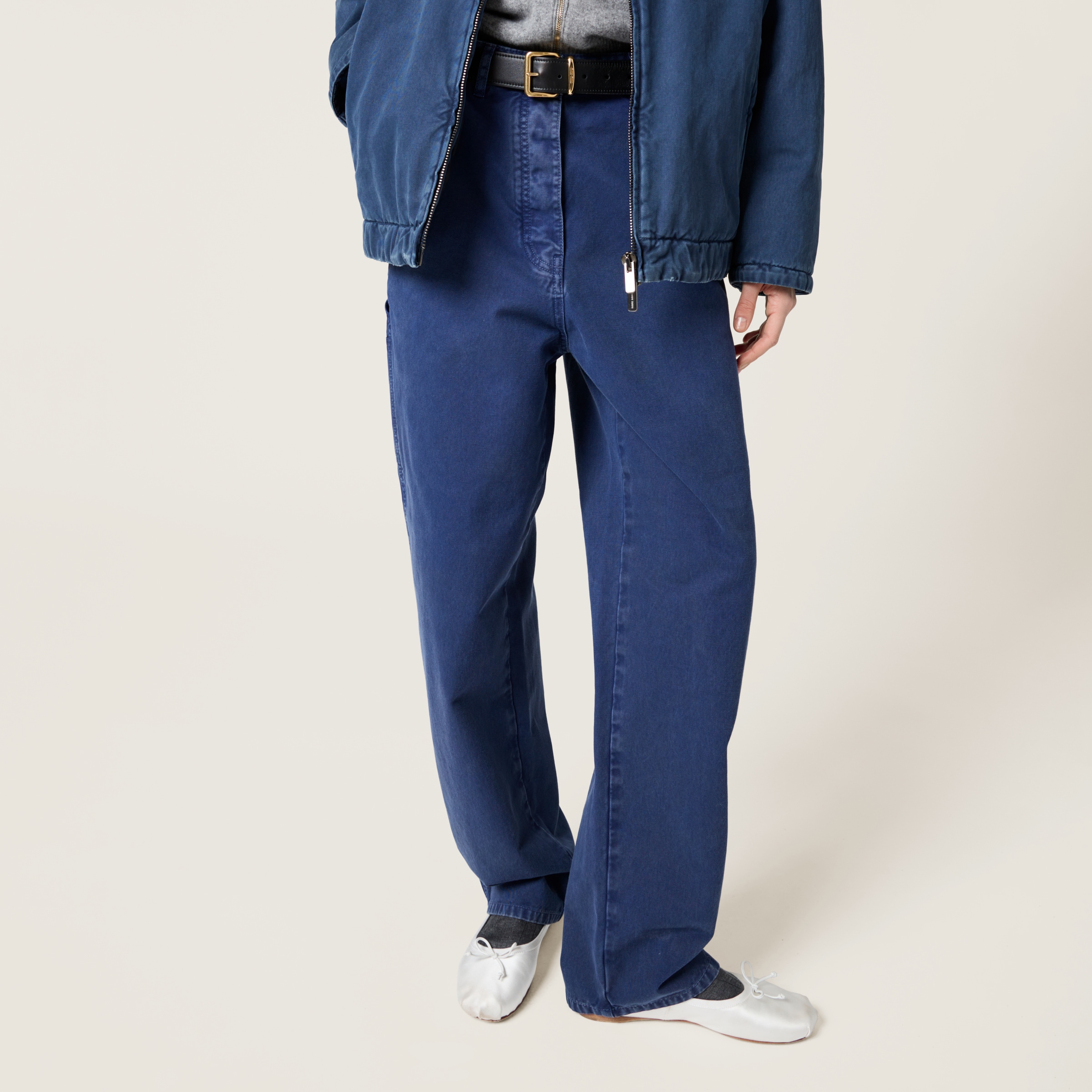 パンツ MIU MIU Navy Blue Gabardine Pant Navy Gabardine Pants | Miu Miu