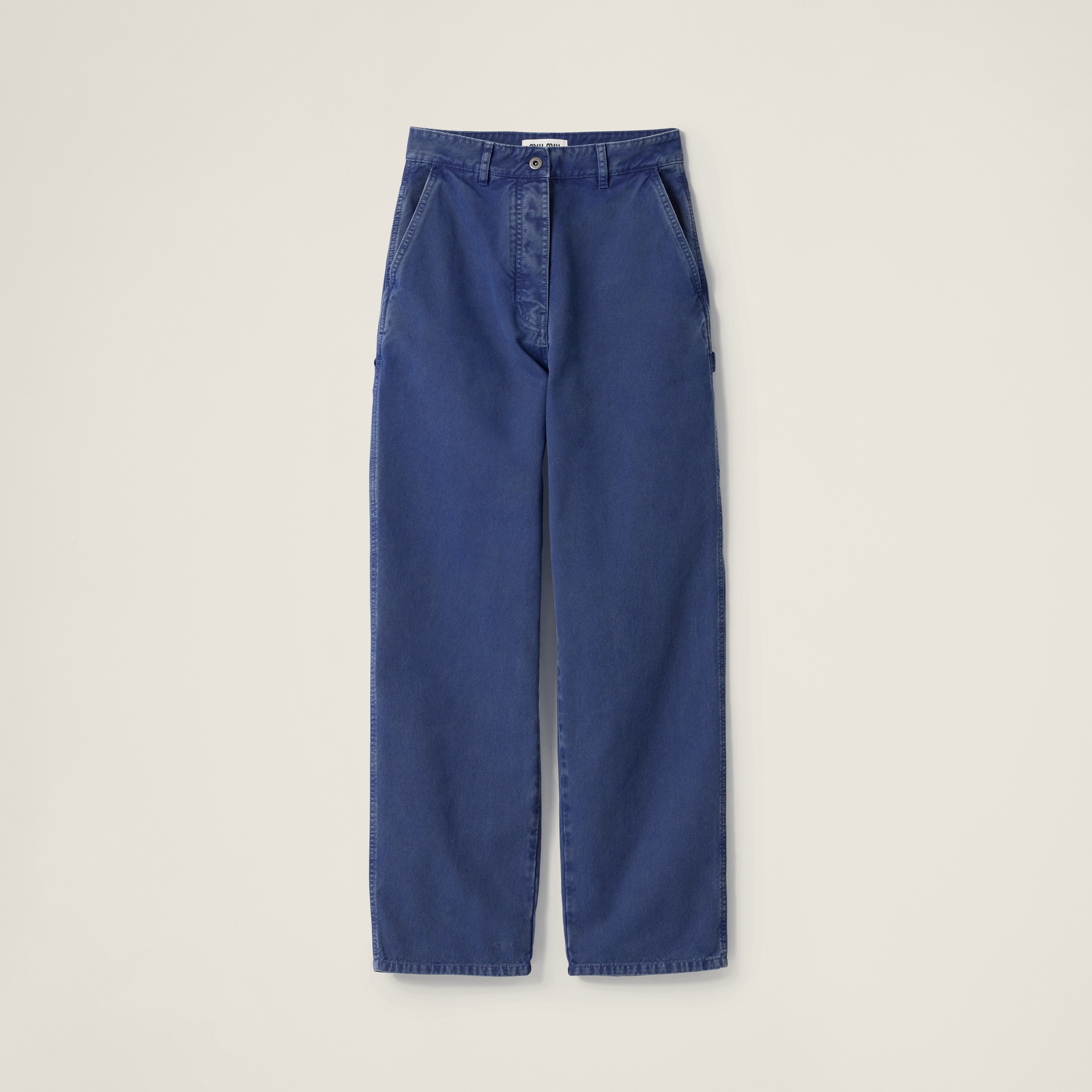 Miu Miu Garment-dyed Gabardine Trousers In Indigo Blue