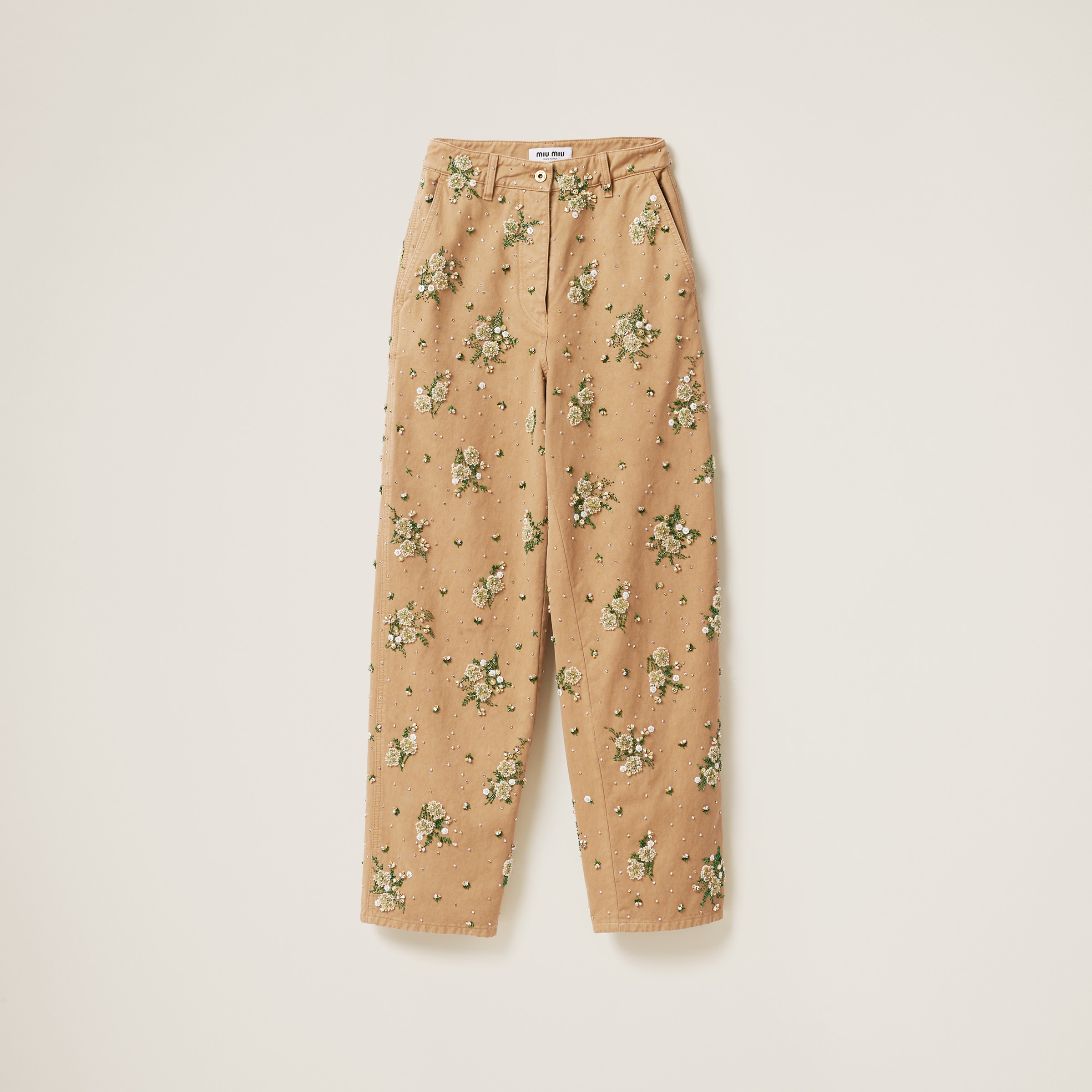 Miu Miu Garment-dyed Gabardine Pants In Cord