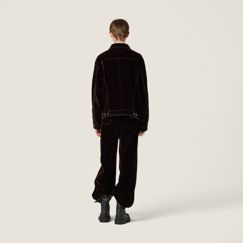 워싱 플록 샴브레이 팬츠