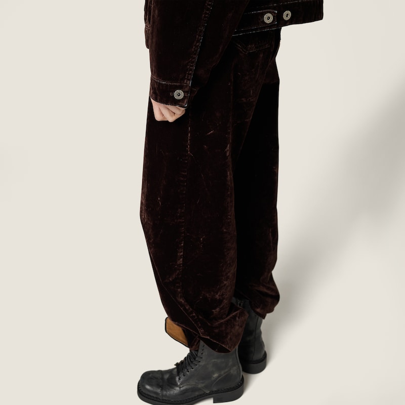 워싱 플록 샴브레이 팬츠