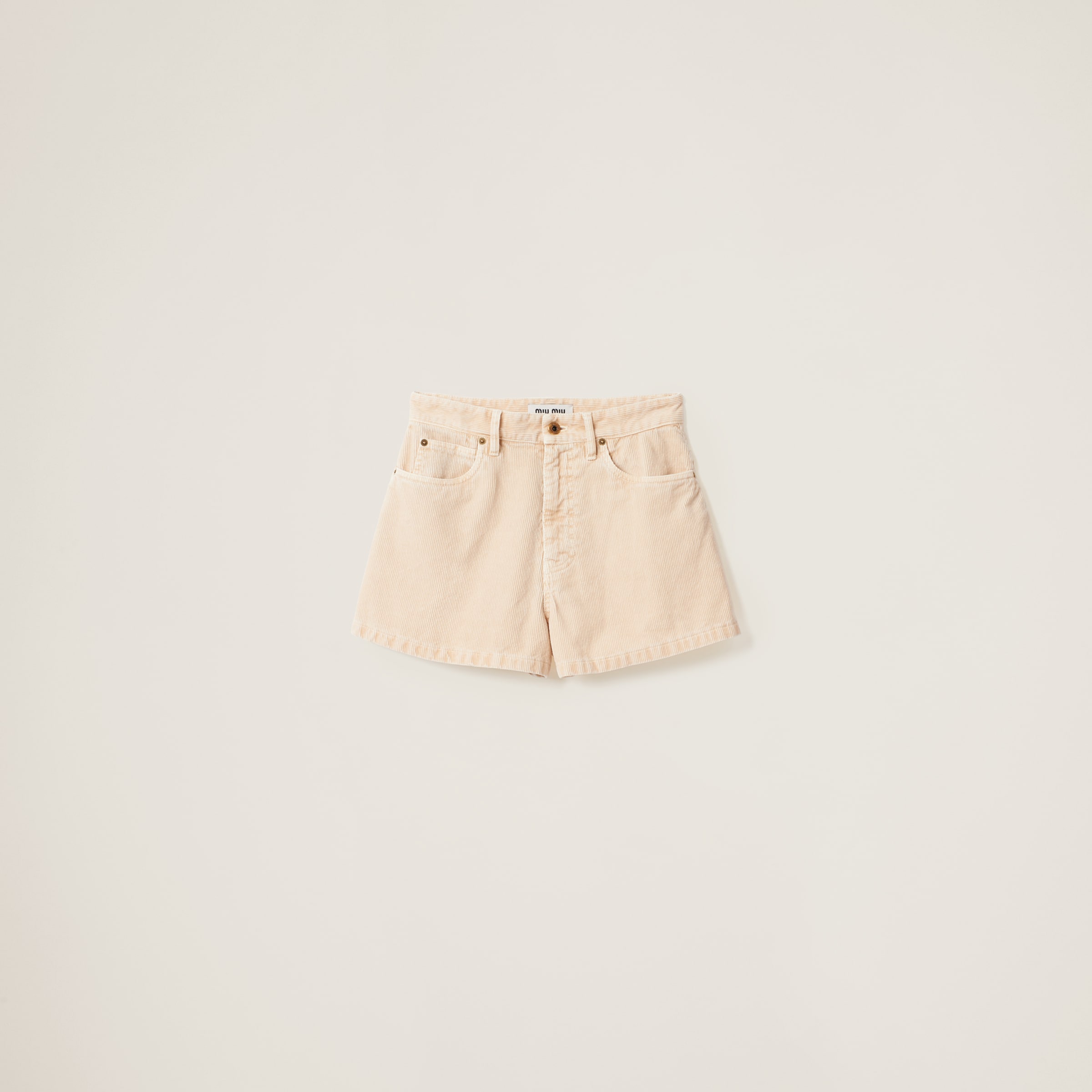 Miu Miu Garment-dyed Corduroy Bermudas In Neutral