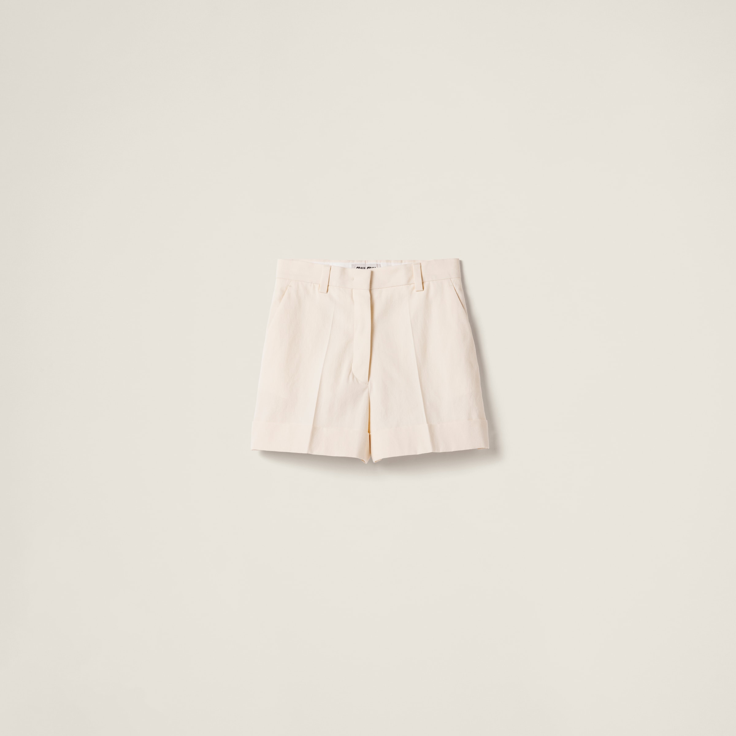Miu Miu Canvas Shorts In Natural