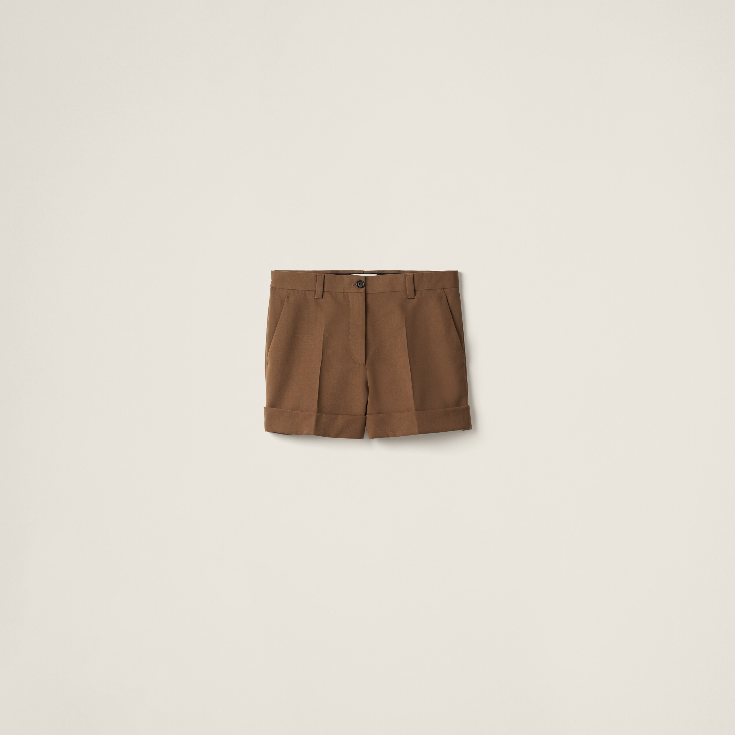 Shop Miu Miu Gabardine Bermudas In Cork Beige