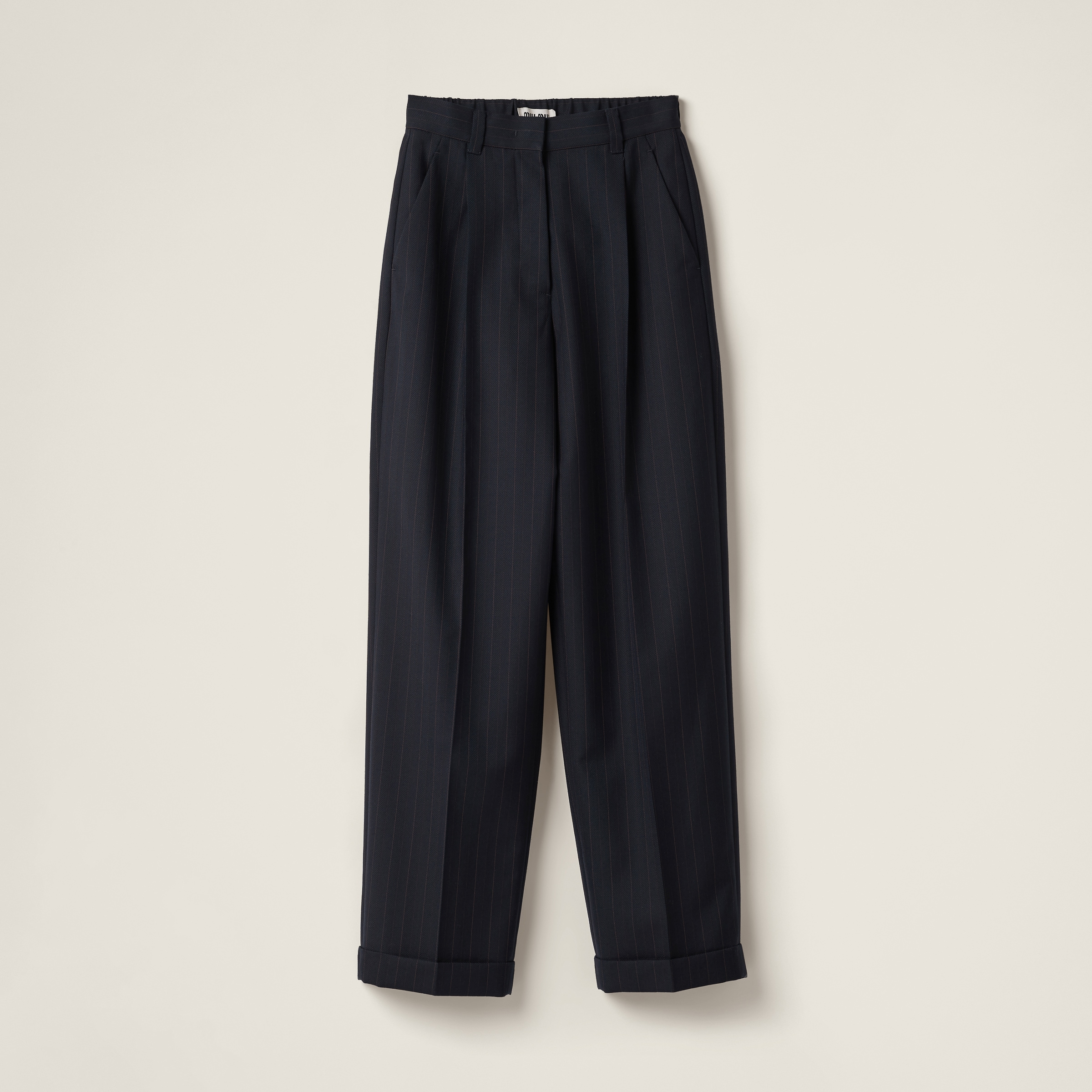 Navy Pinstriped Pants | Miu Miu