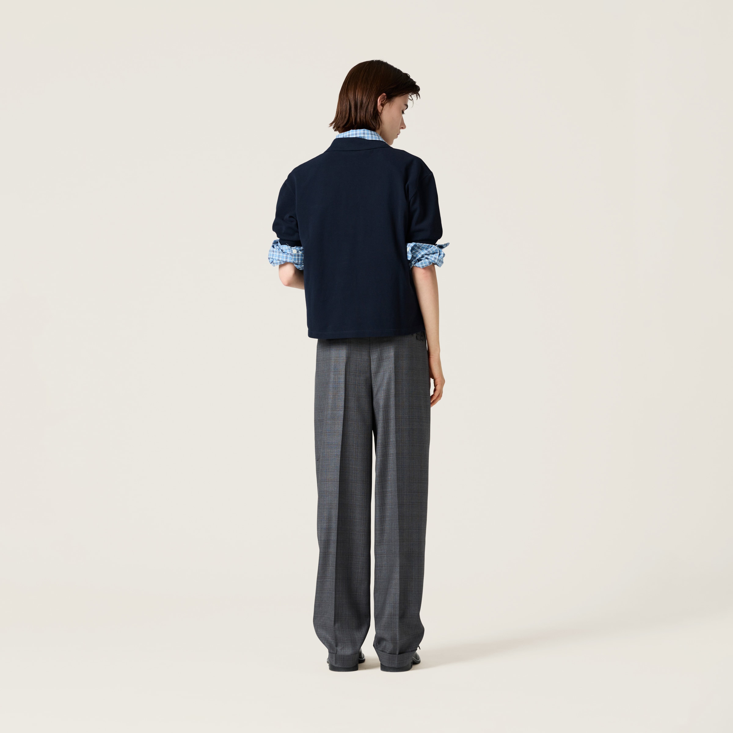 Miu Miu Prince Of Wales Check Wide Leg Wool Pants