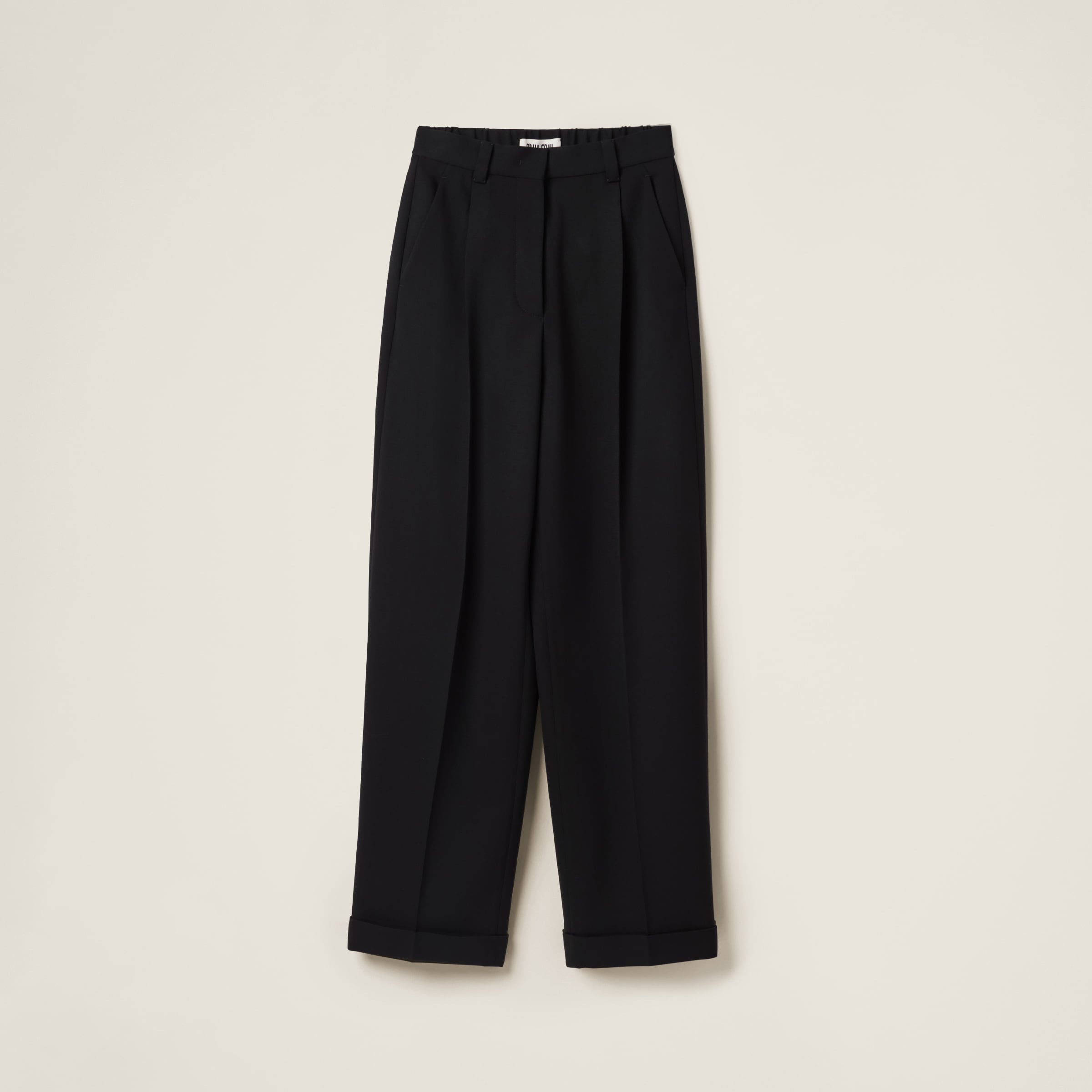 パンツ MIUMIU BLACK STRETCH GRAIN DE POUDRE PANT Black Grain De Poudre Pants | Miu Miu