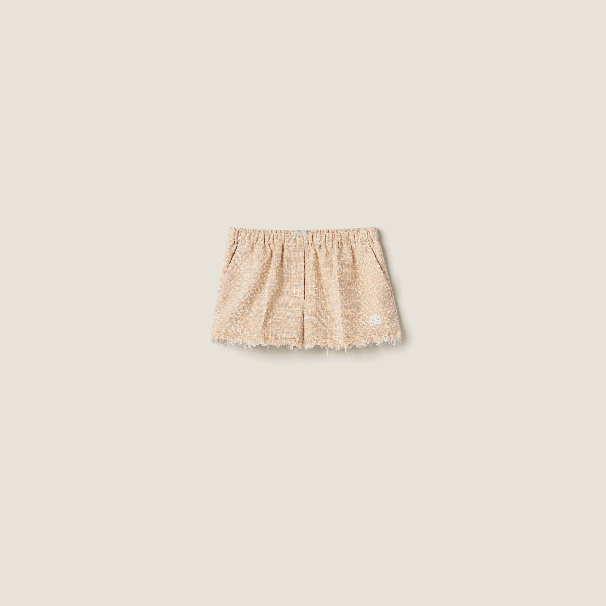 Miumiu Tweed Shorts In Vanilla