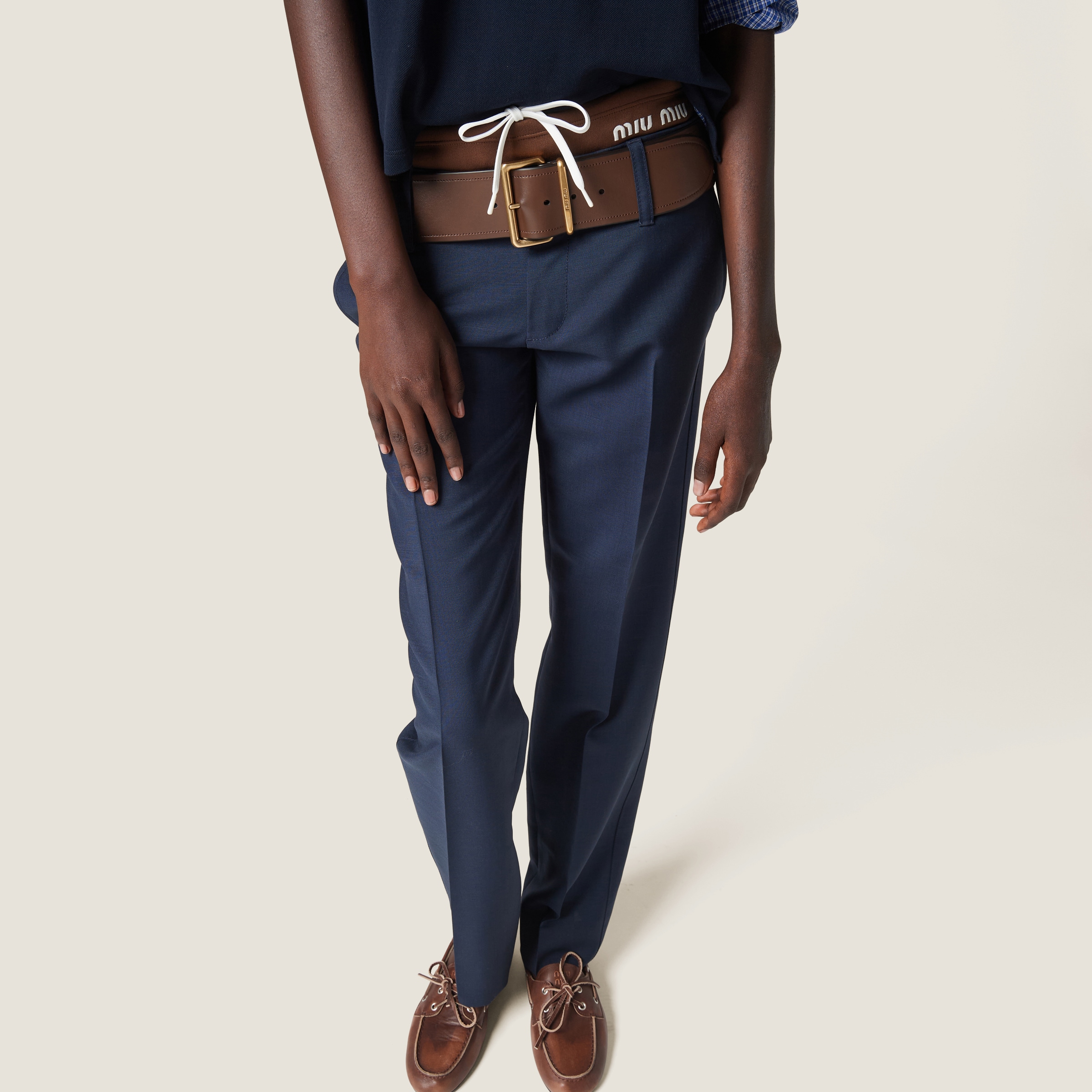 Miu Miu Mohair Pants In Navy