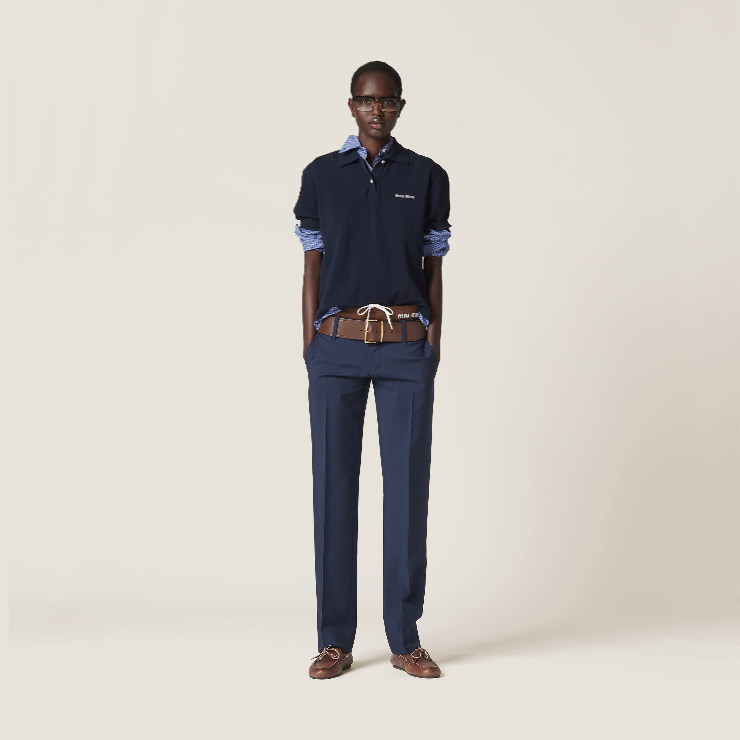 Miu Miu Mohair Pants In Navy